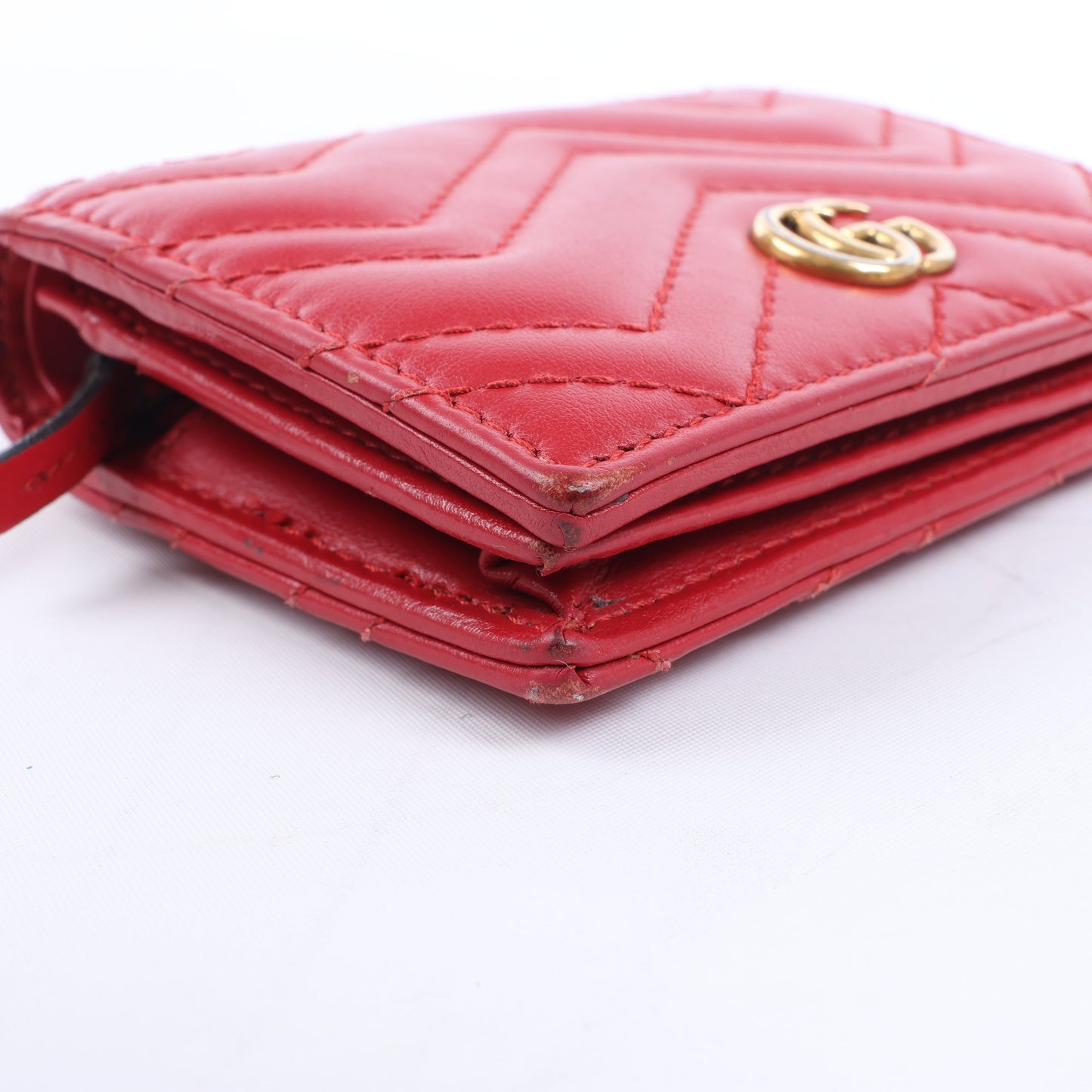 Gucci GG Marmont 466492 Kompakte Lederbrieftasche Rot