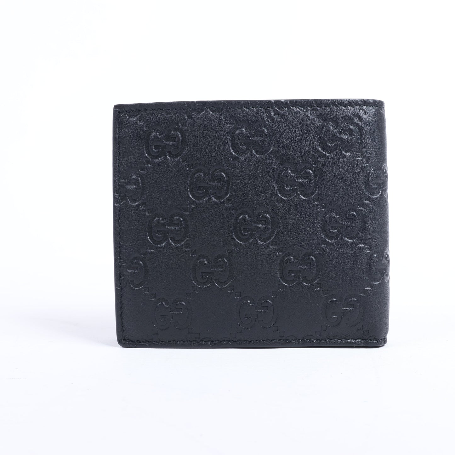 Gucci Guccissima 212185 Kompakte Geldbörse aus Leder in Schwarz