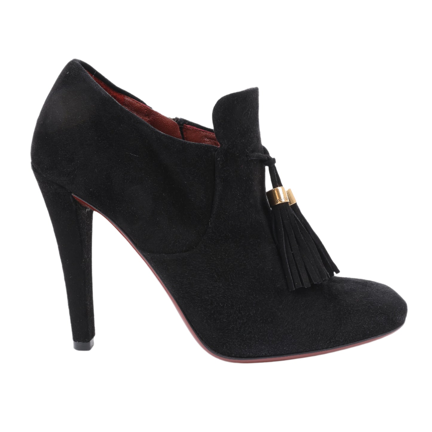 Gucci – Schwarze Stiefeletten aus Wildleder mit Quasten – Größe 37,5 EU 298169