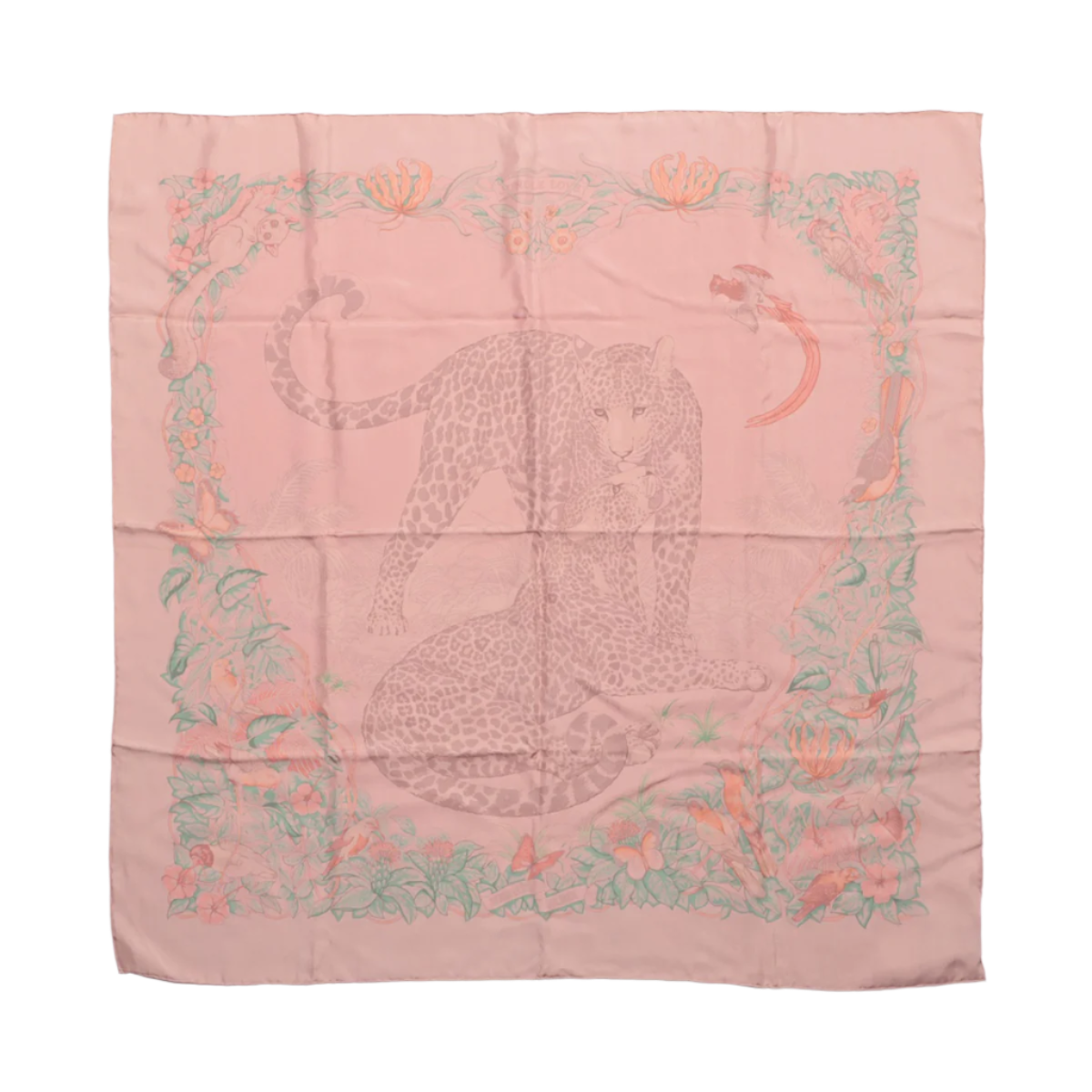 Hermès Carré 90 „JUNGLE LOVE“ 100% Seidenschal in Pink