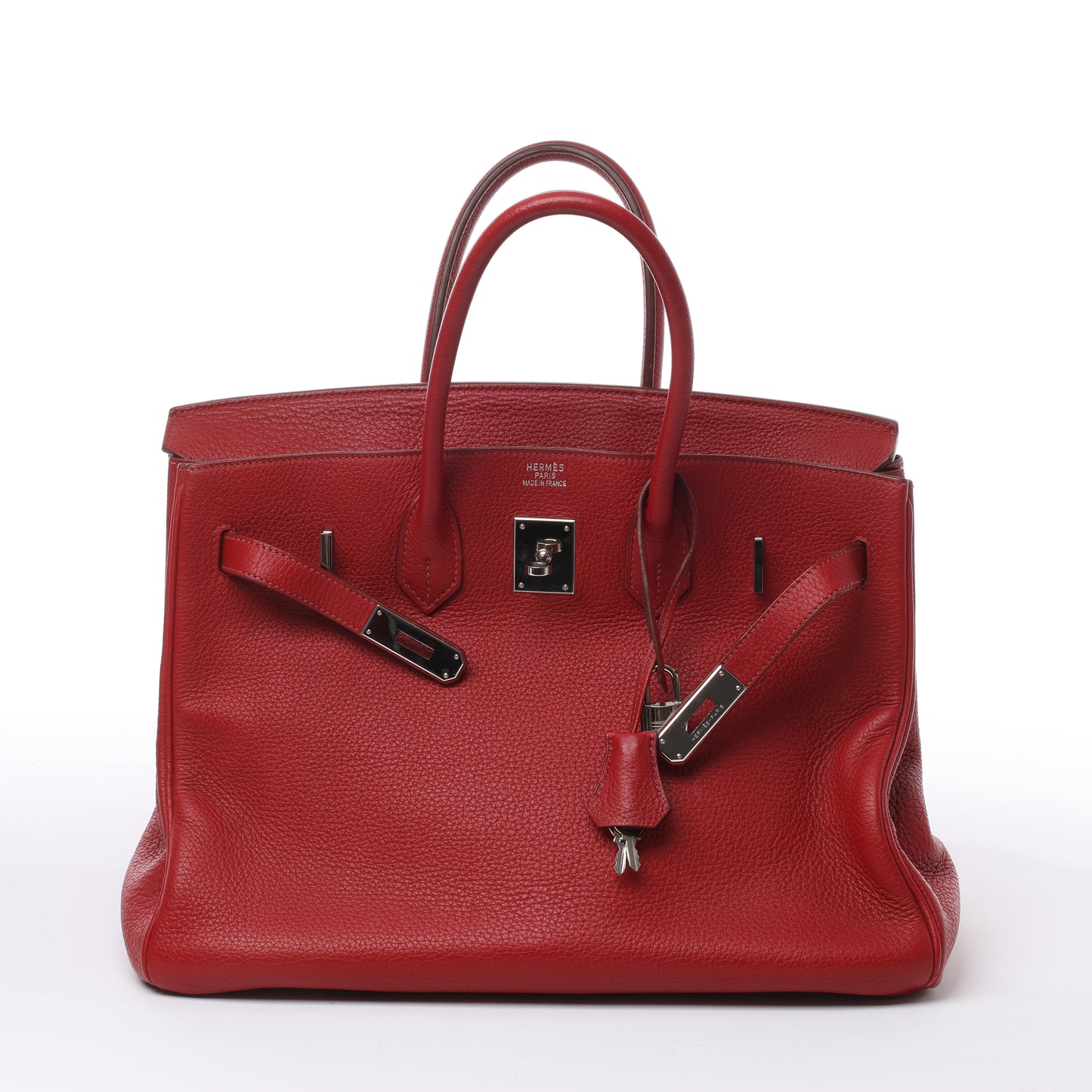 HERMES Birkin 35 Taurillon Clemence Rouge Garance Silberne Metallbeschläge □M: 2009