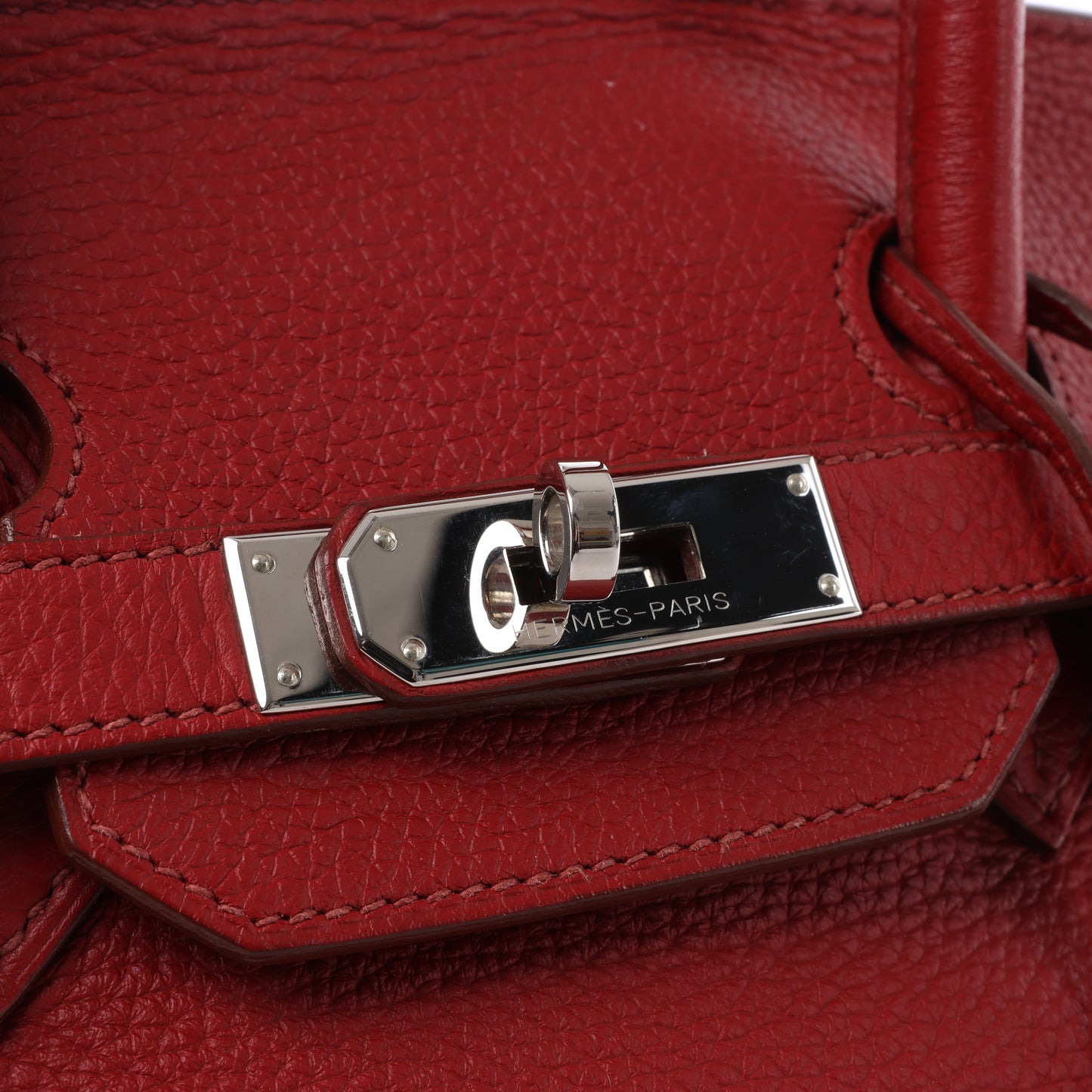 HERMES Birkin 35 Taurillon Clemence Rouge Garance Silberne Metallbeschläge □M: 2009