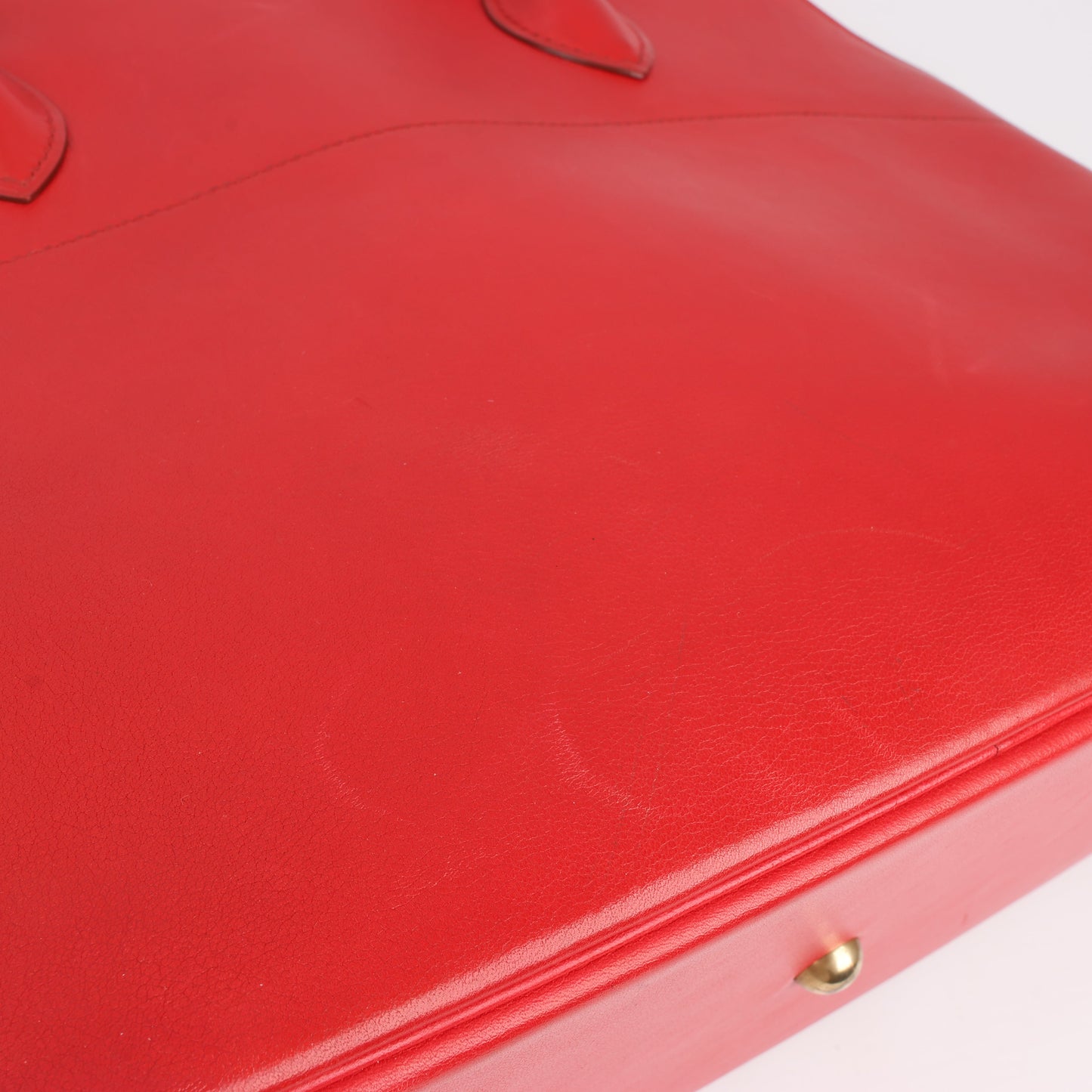 HERMES Bolide 35 Box Leder in Rouge Vif Gold Metallbeschläge ○W:1993