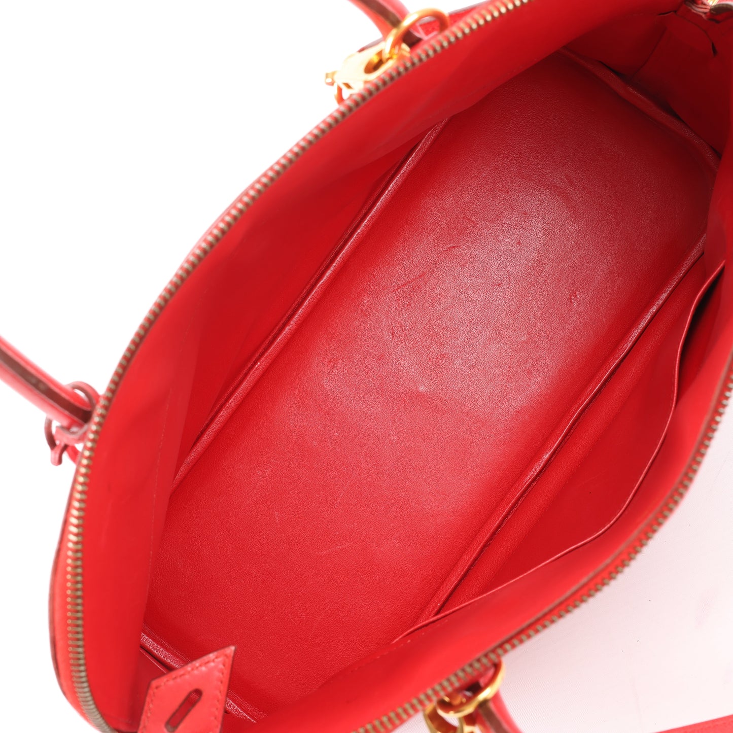 HERMES Bolide 35 Box Leder in Rouge Vif Gold Metallbeschläge ○W:1993