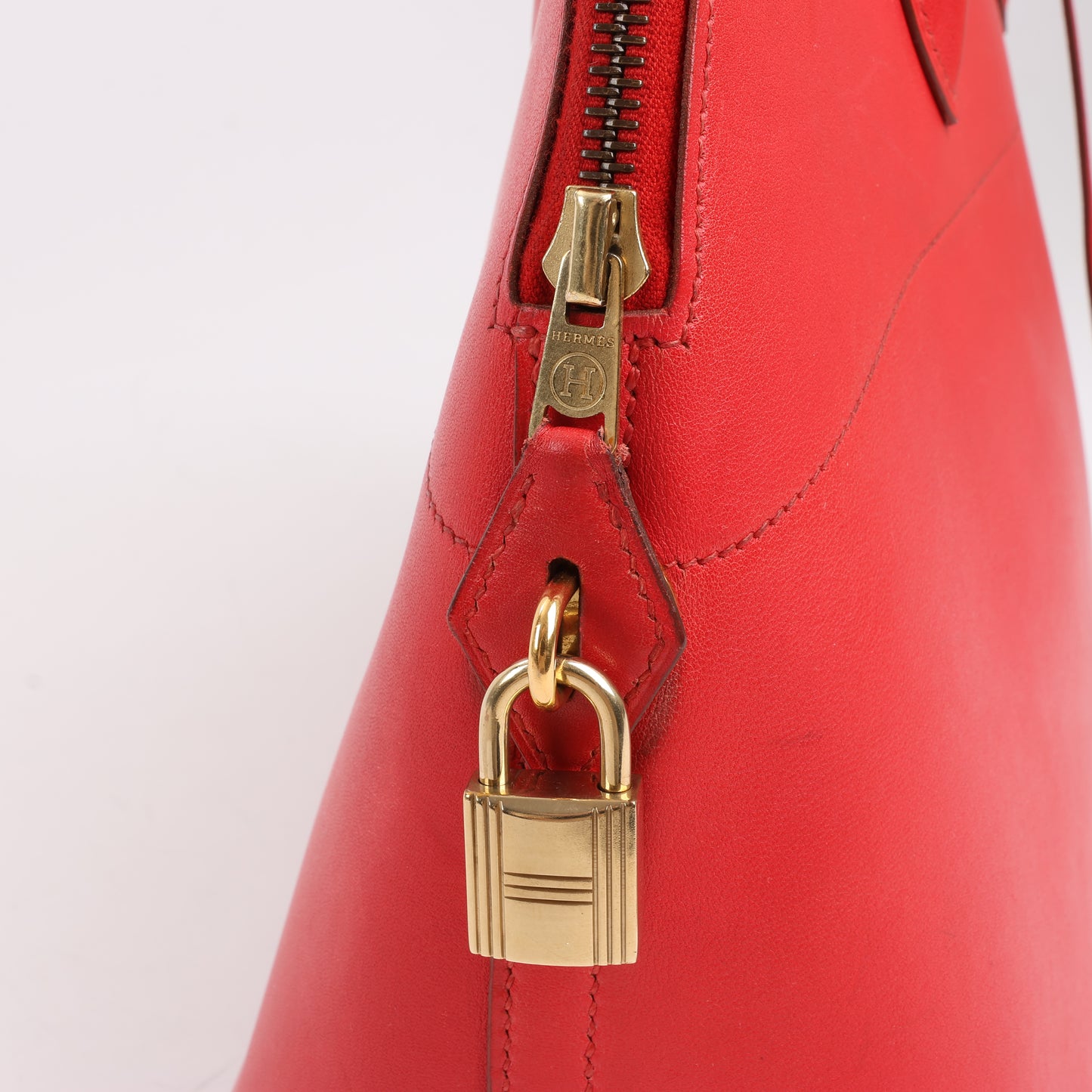 HERMES Bolide 35 Box Leder in Rouge Vif Gold Metallbeschläge ○W:1993