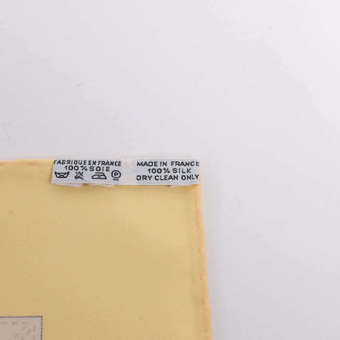Hermès Carré 90 "COSTUMES CIVILS ACTUELS" 100% Silk Scarf in Beige