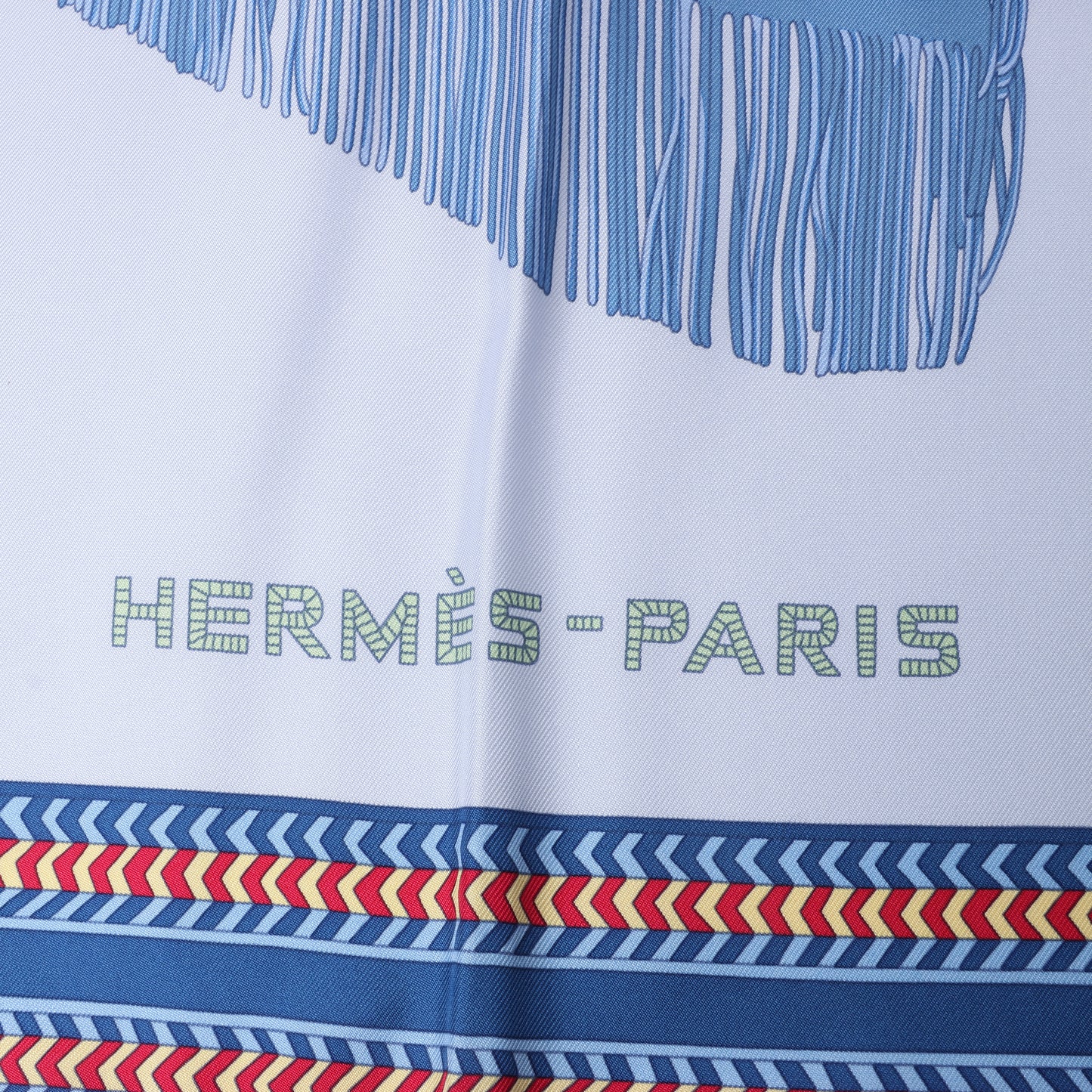 Hermès Carré 90 "Selle des Steppes" 100% Silk Scarf in Blue