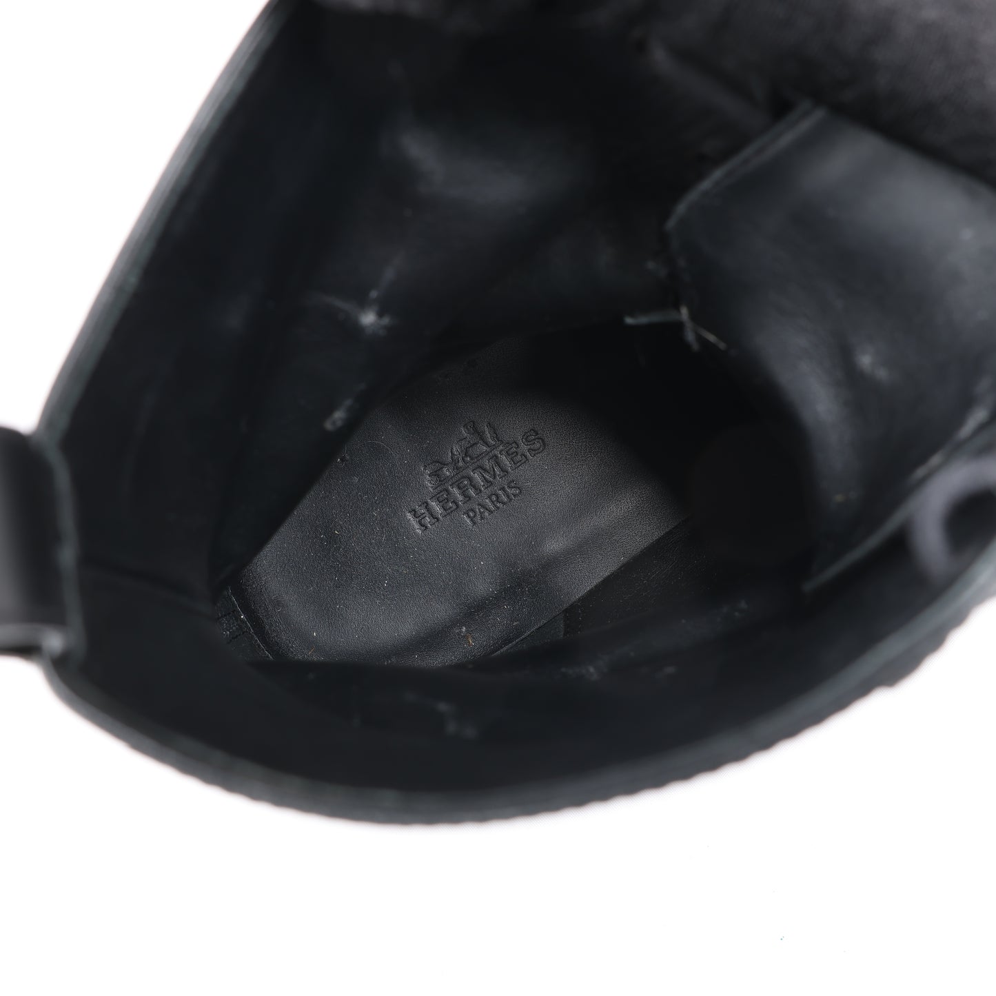 Hermes Funk Leather Ankle Boots Kelly Metal Fittings in Black, Size 38.5 EU