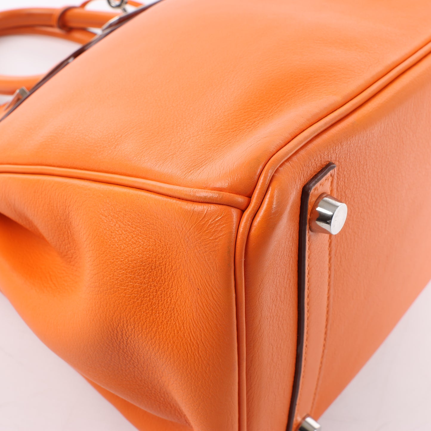HERMES Birkin 30 Veau Swift Orange Silber Metallbeschläge Handtasche □J: 2006