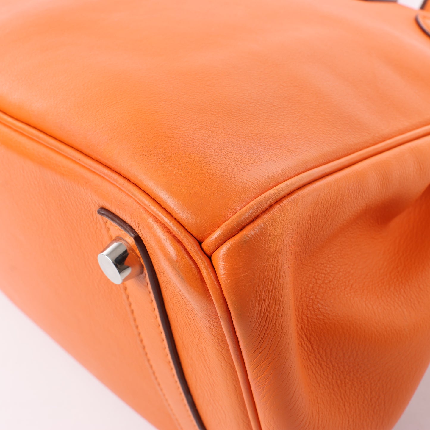 HERMES Birkin 30 Veau Swift Orange Silber Metallbeschläge Handtasche □J: 2006