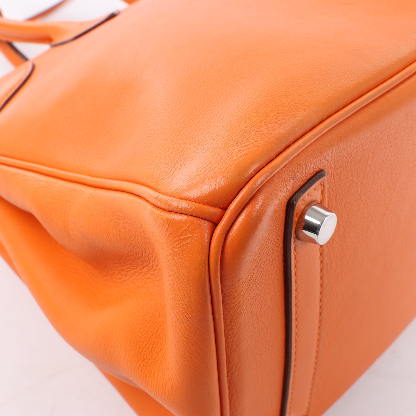 HERMES Birkin 30 Veau Swift Orange Silber Metallbeschläge Handtasche □J: 2006