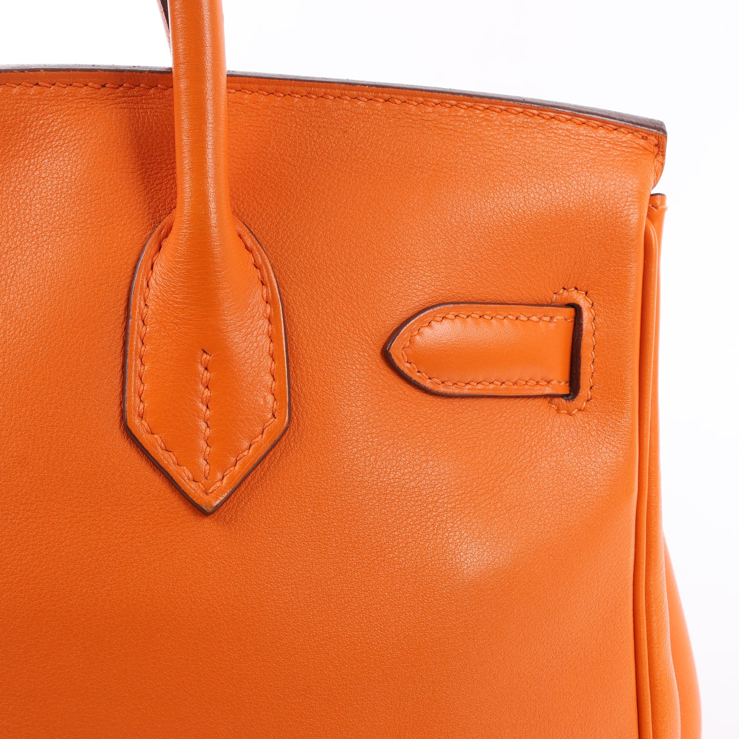 HERMES Birkin 30 Veau Swift Orange Silber Metallbeschläge Handtasche □J: 2006