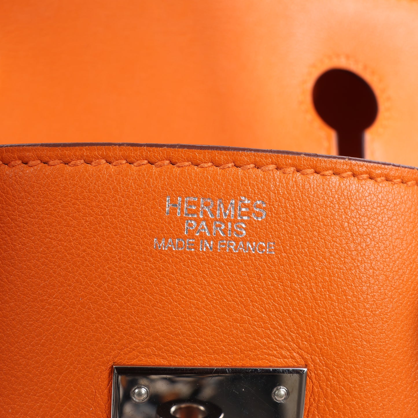 HERMES Birkin 30 Veau Swift Orange Silber Metallbeschläge Handtasche □J: 2006