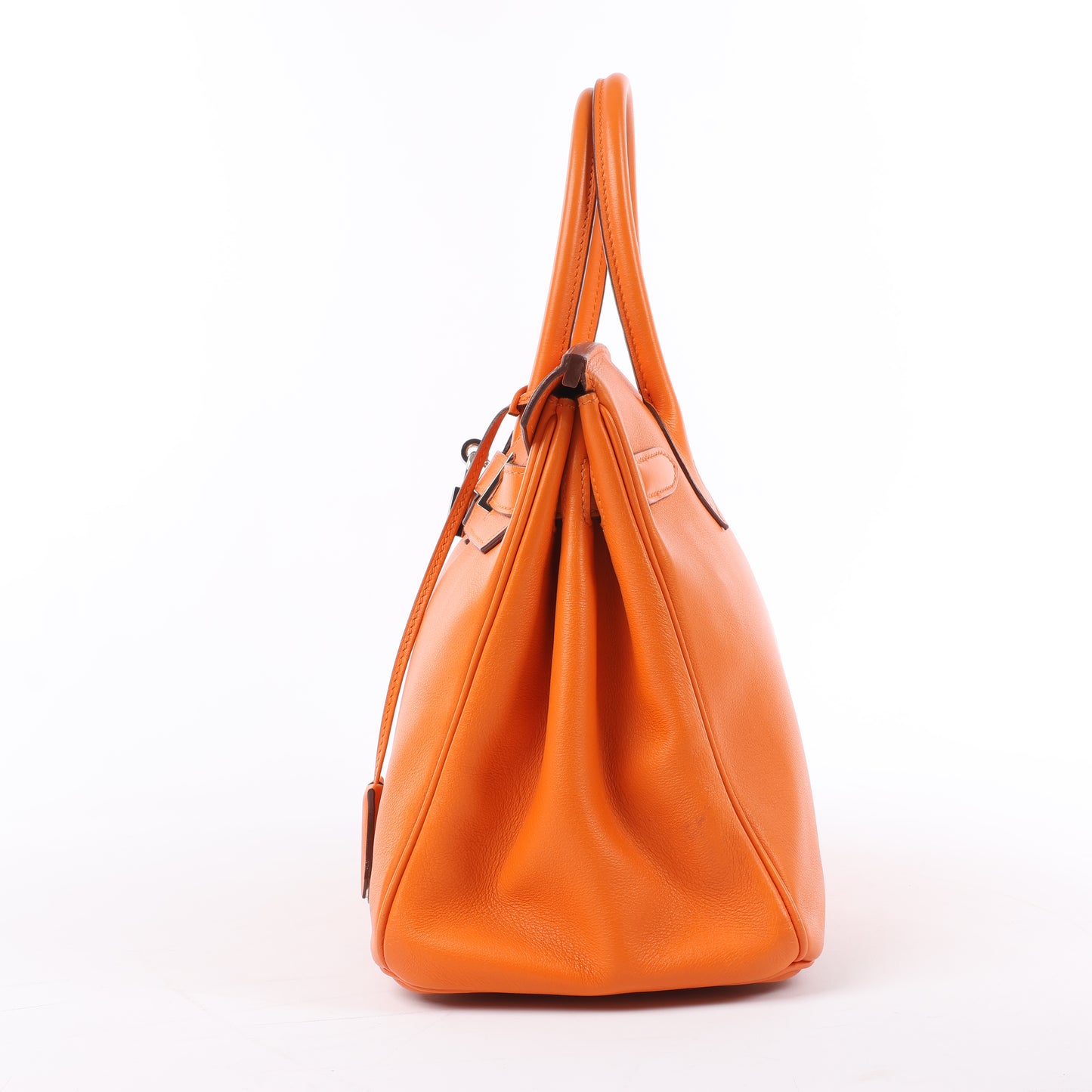 HERMES Birkin 30 Veau Swift Orange Silber Metallbeschläge Handtasche □J: 2006