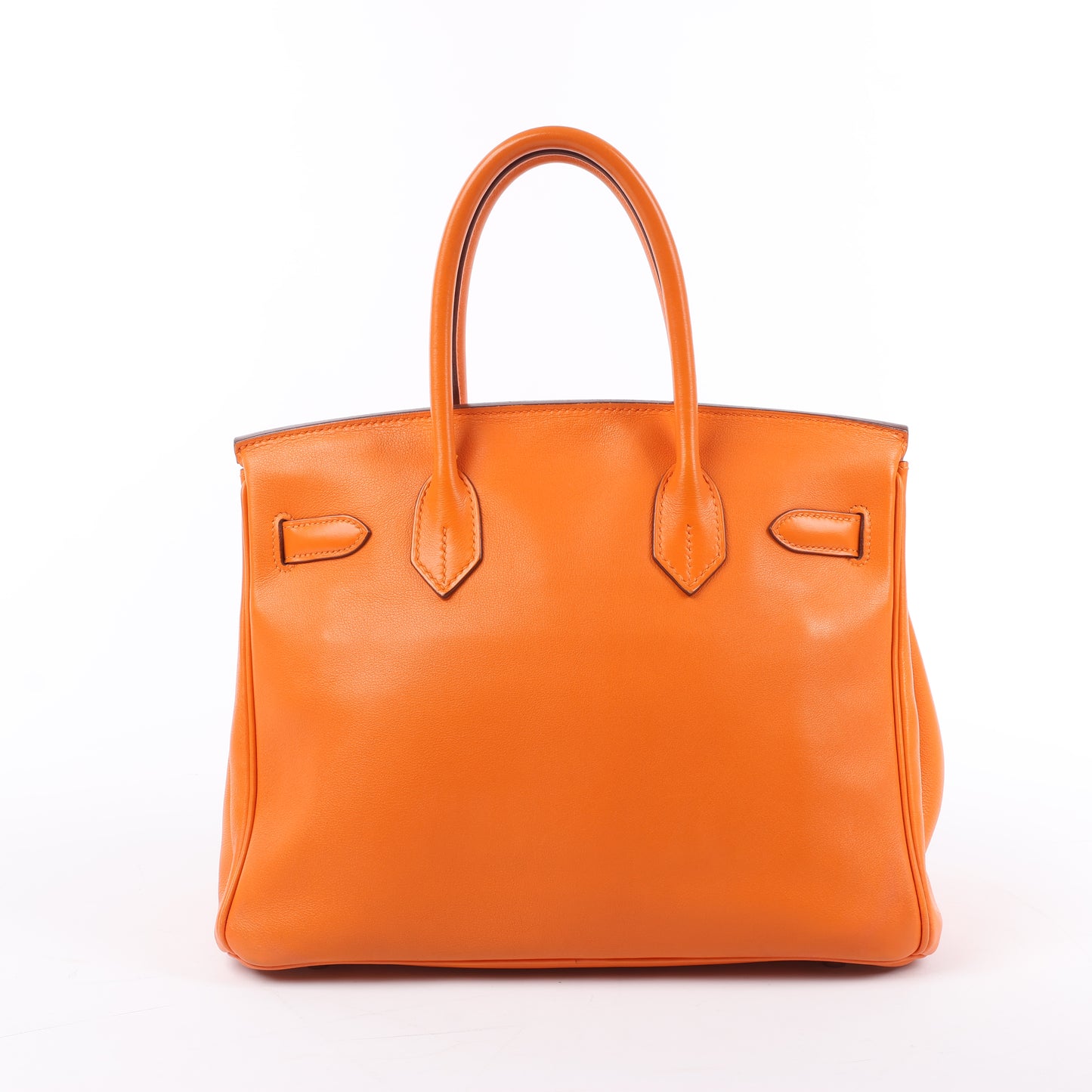 HERMES Birkin 30 Veau Swift Orange Silber Metallbeschläge Handtasche □J: 2006