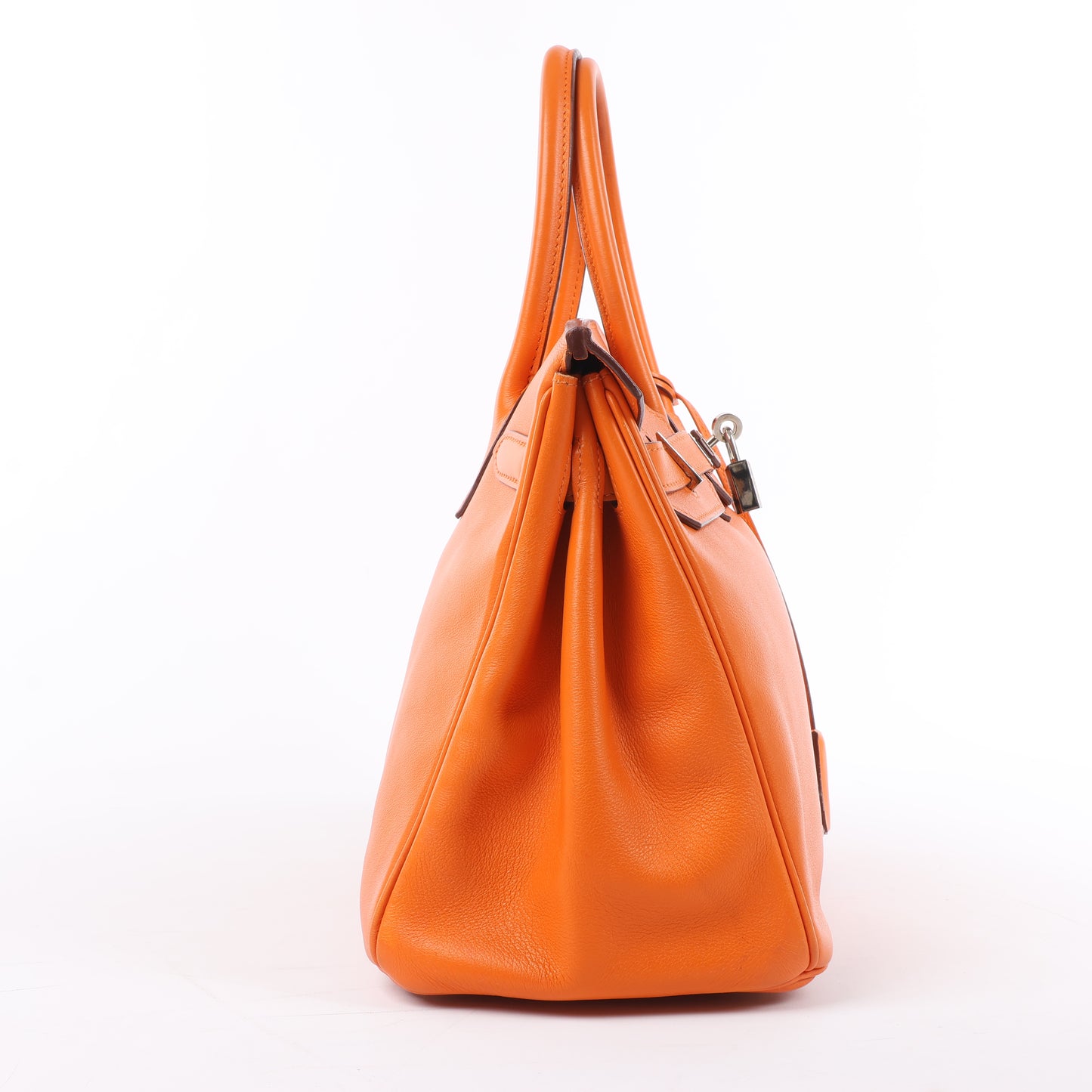 HERMES Birkin 30 Veau Swift Orange Silber Metallbeschläge Handtasche □J: 2006