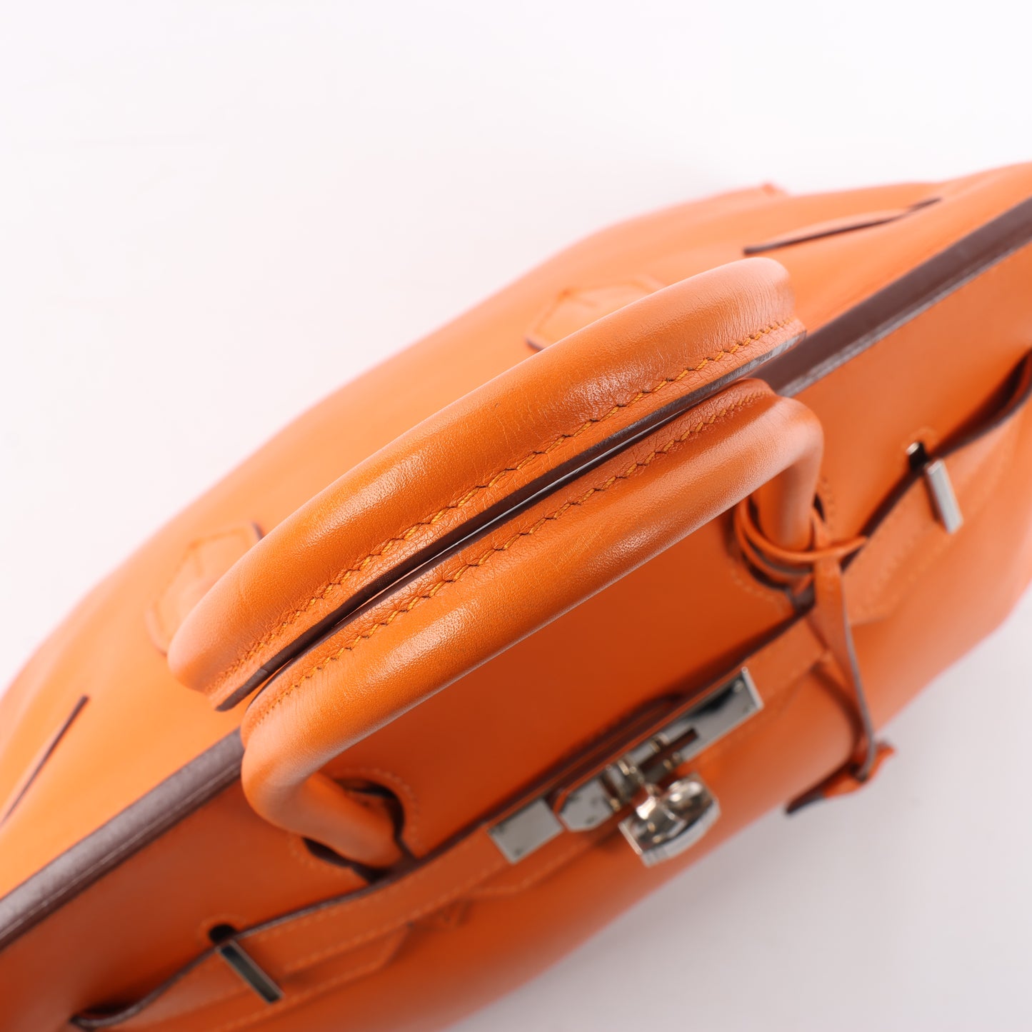 HERMES Birkin 30 Veau Swift Orange Silber Metallbeschläge Handtasche □J: 2006