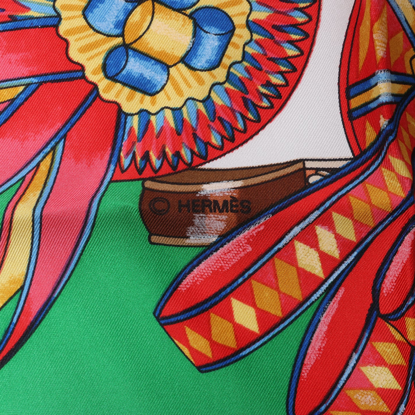 Hermès Carré 90 "Les Rubans du Cheval" 100% Silk Scarf in Green