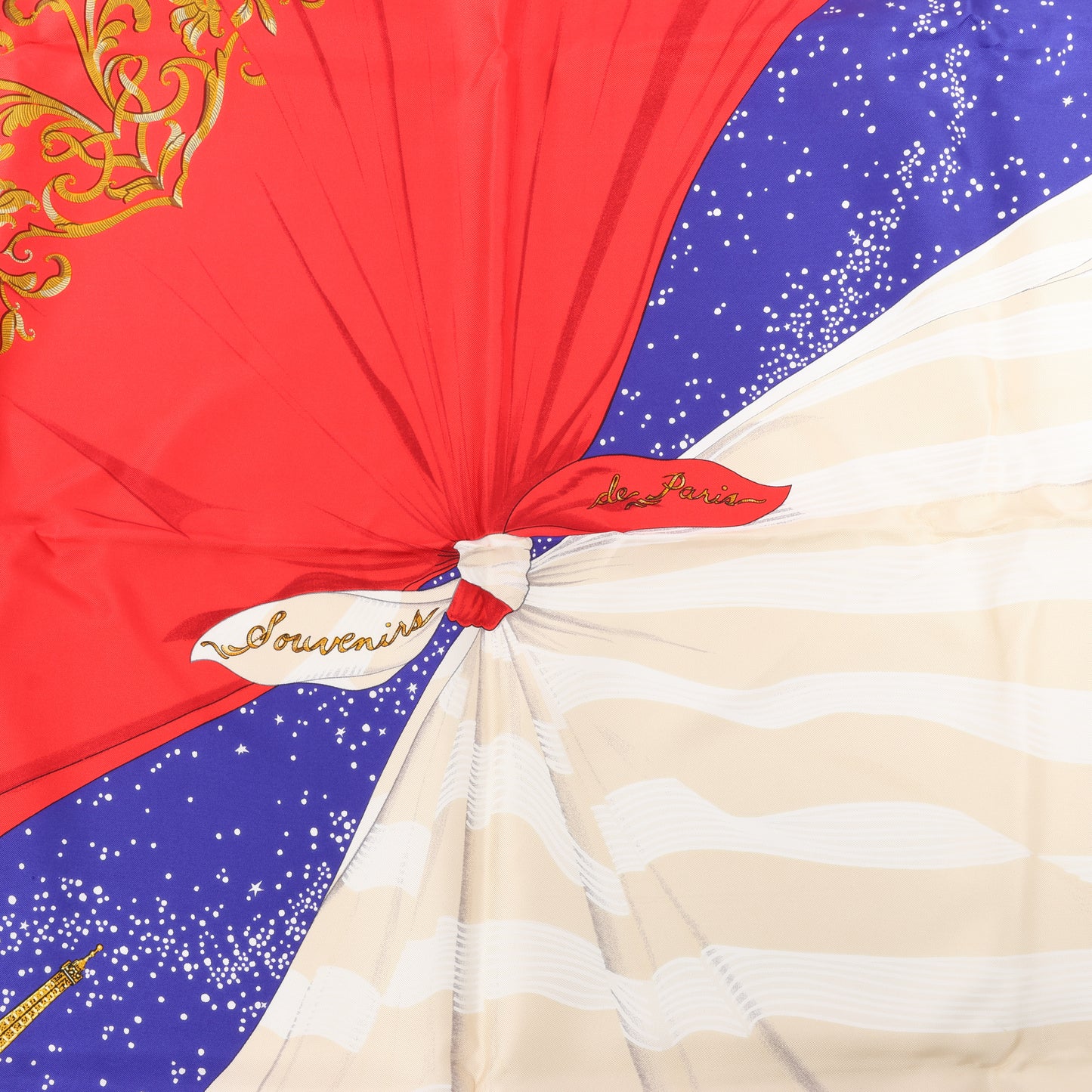 Hermès Carré 90 "Souvenirs de Paris" 100% Silk Scarf in Blue