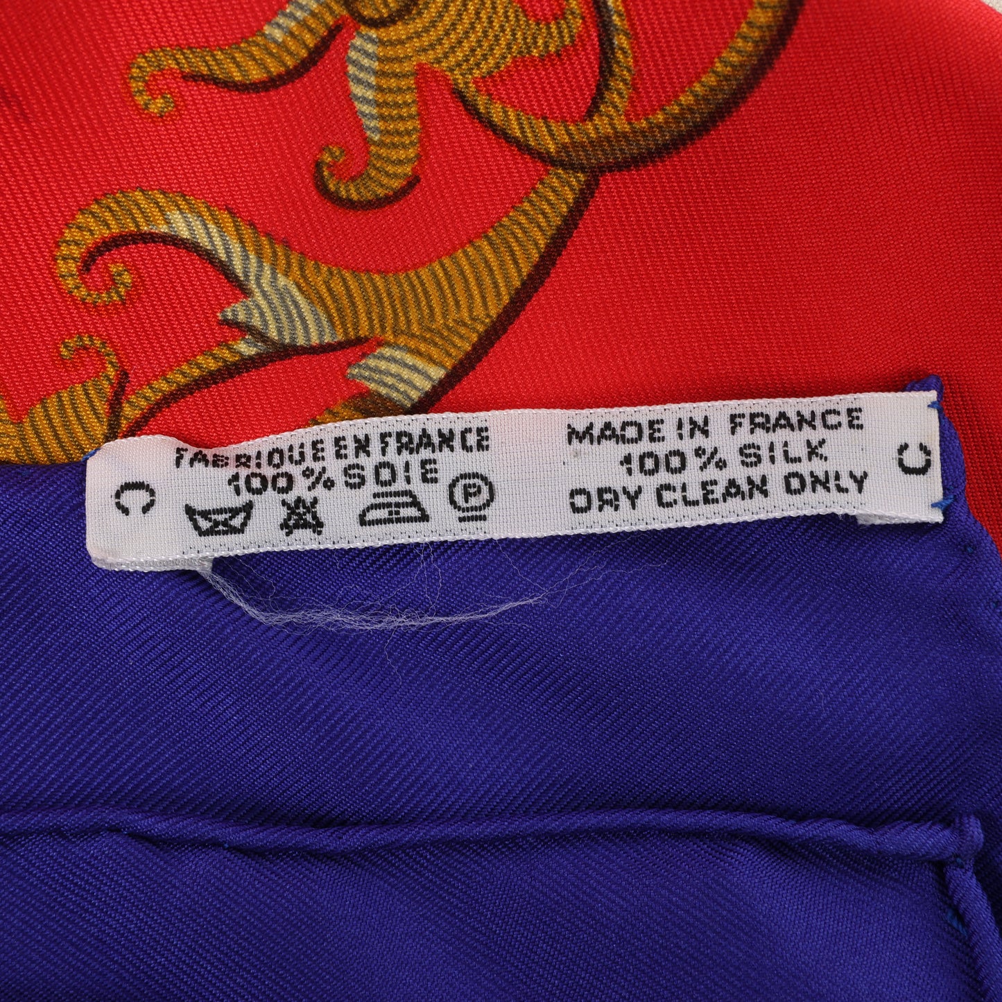 Hermès Carré 90 "Souvenirs de Paris" 100% Silk Scarf in Blue