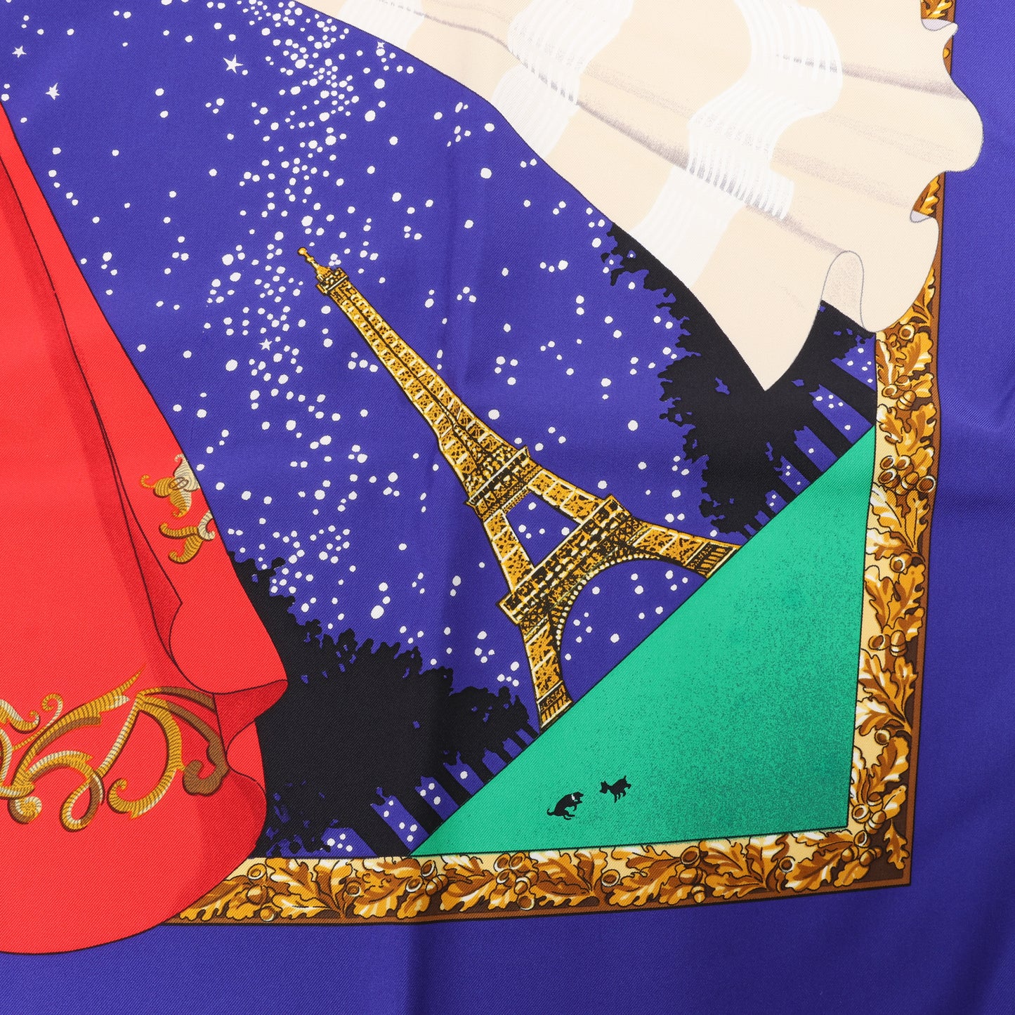 Hermès Carré 90 "Souvenirs de Paris" 100% Silk Scarf in Blue