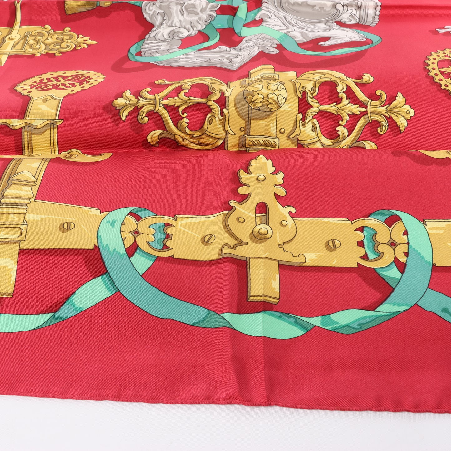 Hermès Carré 90 "Ferronnerie" 100% Silk Scarf in Red