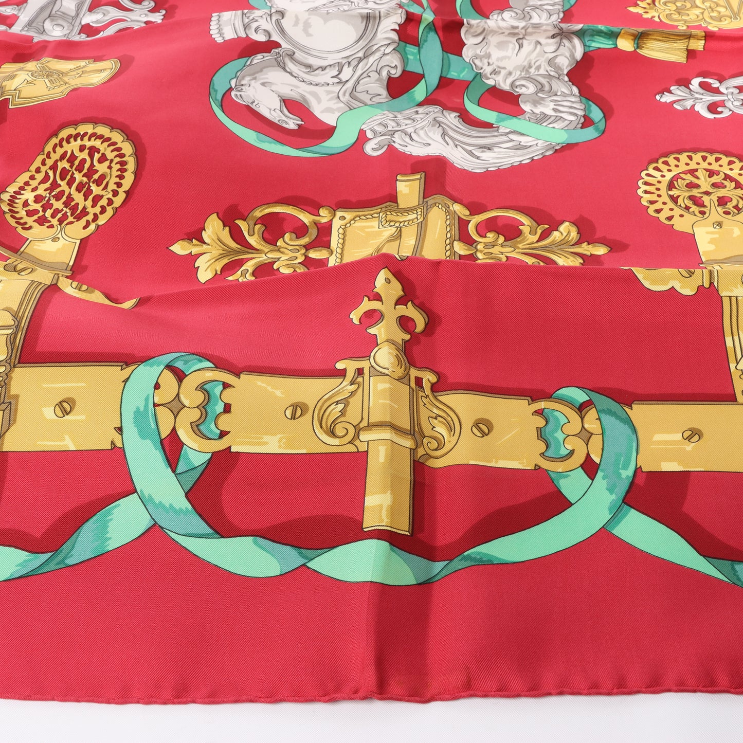 Hermès Carré 90 "Ferronnerie" 100% Silk Scarf in Red