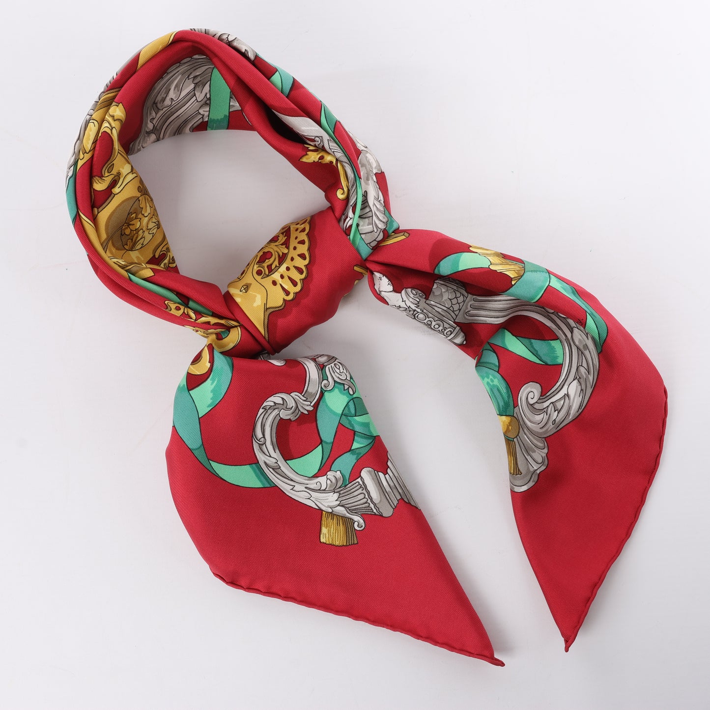 Hermès Carré 90 "Ferronnerie" 100% Silk Scarf in Red