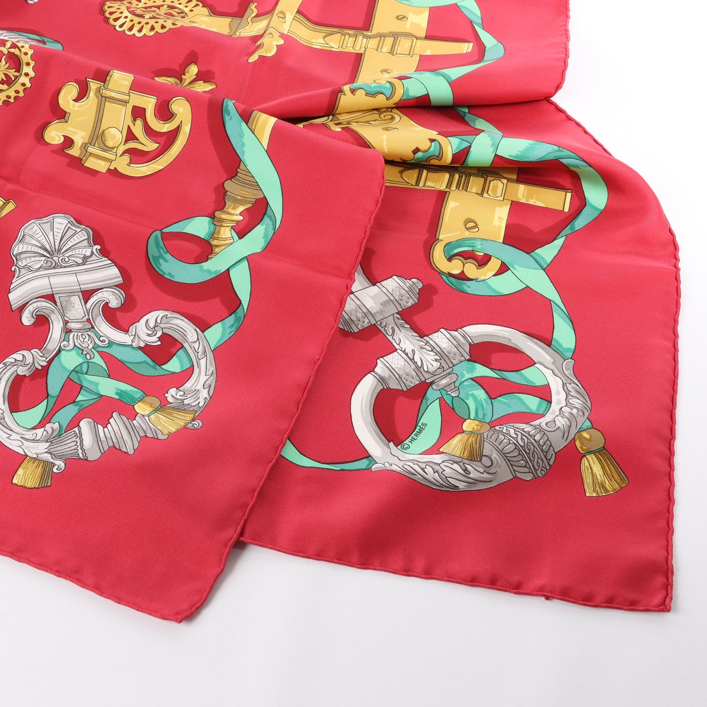 Hermès Carré 90 "Ferronnerie" 100% Silk Scarf in Red