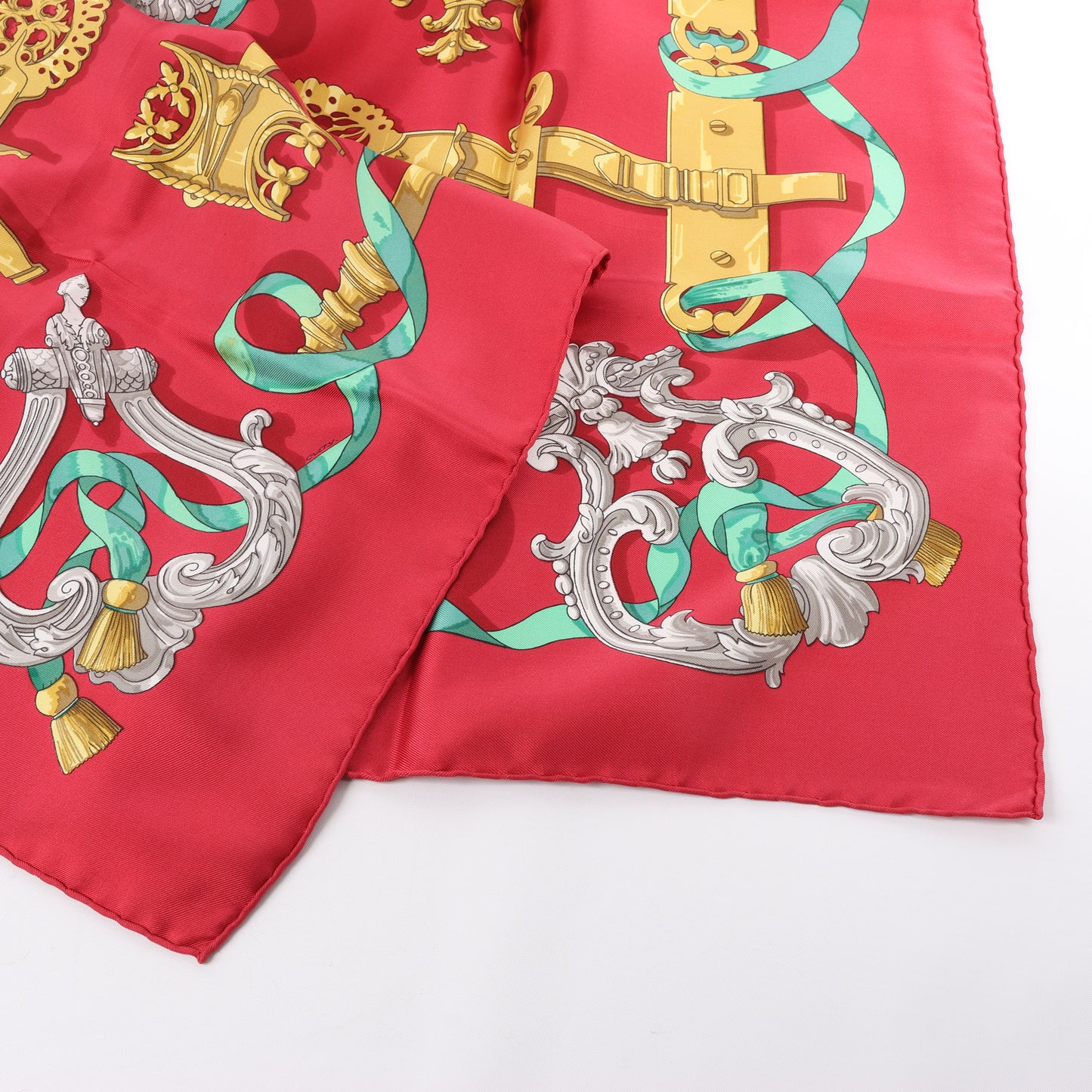 Hermès Carré 90 "Ferronnerie" 100% Silk Scarf in Red