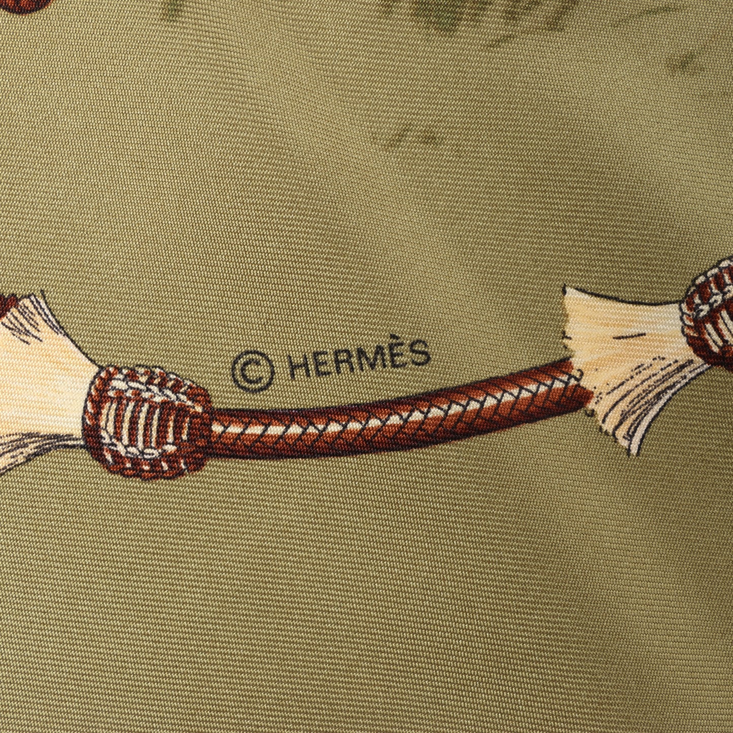 Hermès Carré 90 "Pampa" 100% Silk Scarf in Khaki