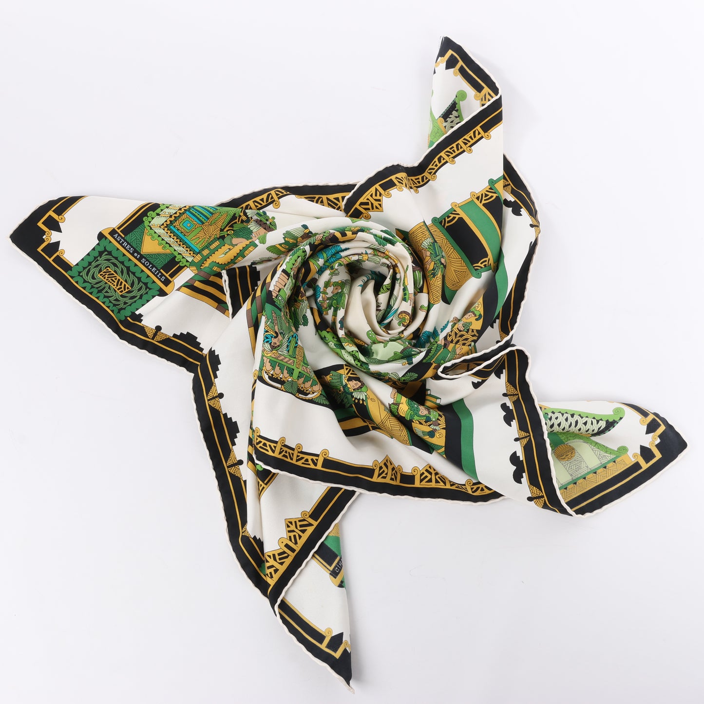 Hermès Carré 90 "ASTRES et SOLEILS" 100% Silk Scarf in Green
