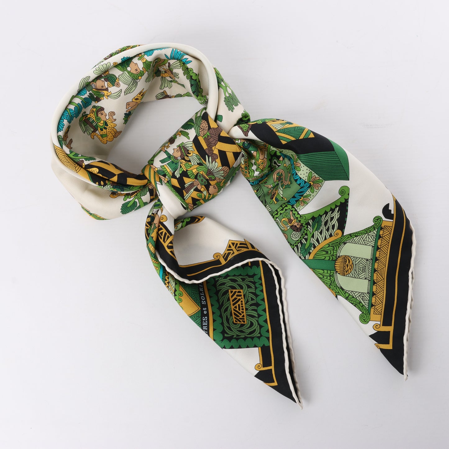 Hermès Carré 90 "ASTRES et SOLEILS" 100% Silk Scarf in Green