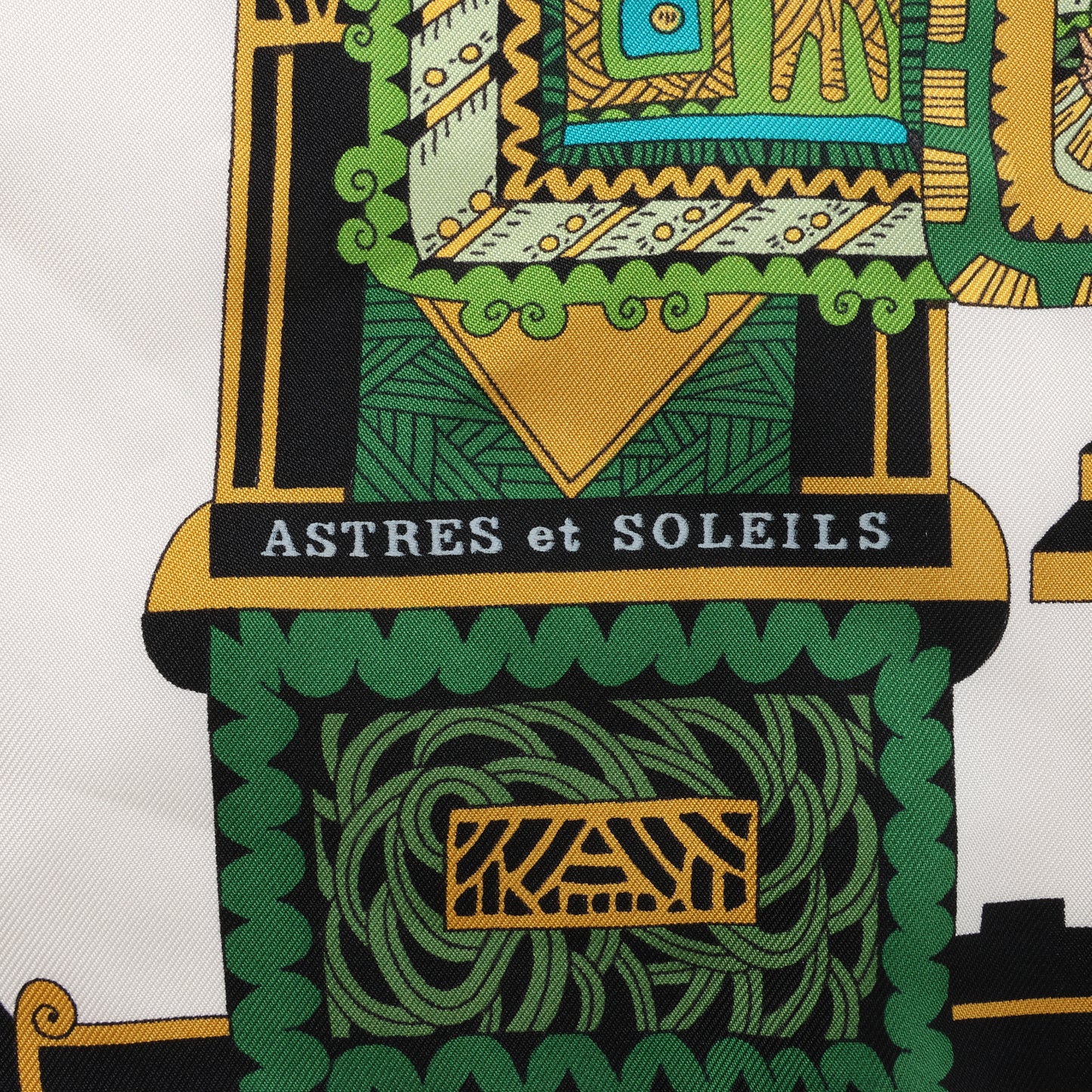 Hermès Carré 90 "ASTRES et SOLEILS" 100% Silk Scarf in Green