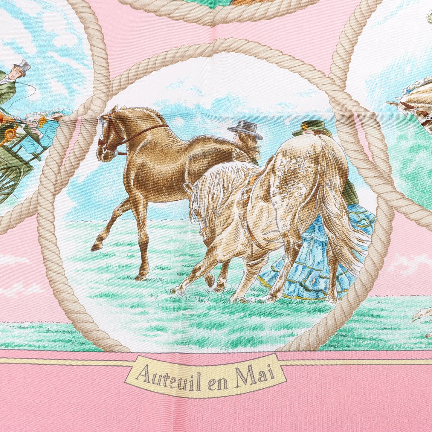 Hermès Carré 90 „Auteuil en Mai“ Seidentaschentuch in Rosa