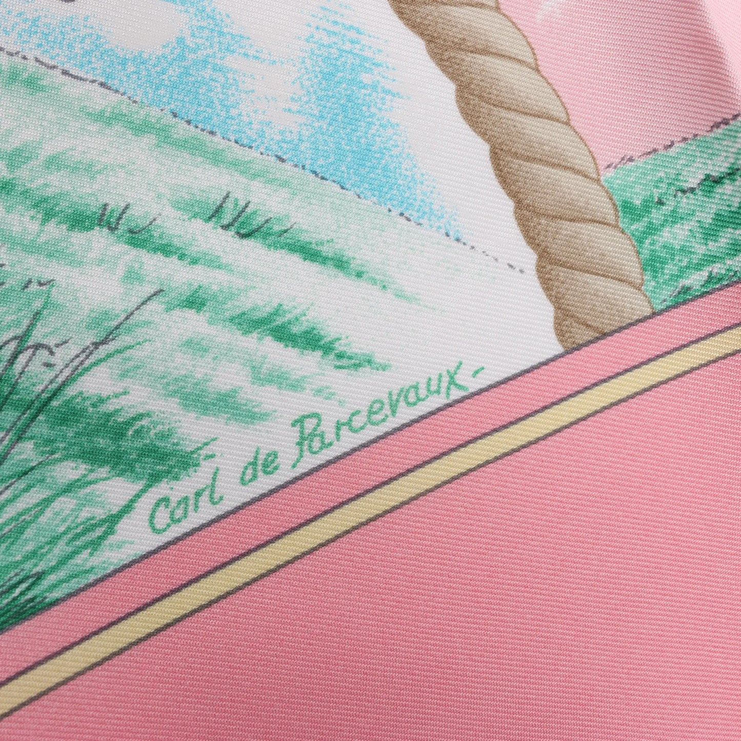 Hermès Carré 90 „Auteuil en Mai“ Seidentaschentuch in Rosa