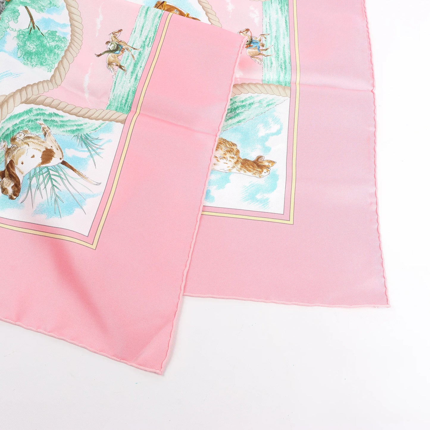 Hermès Carré 90 „Auteuil en Mai“ Seidentaschentuch in Rosa