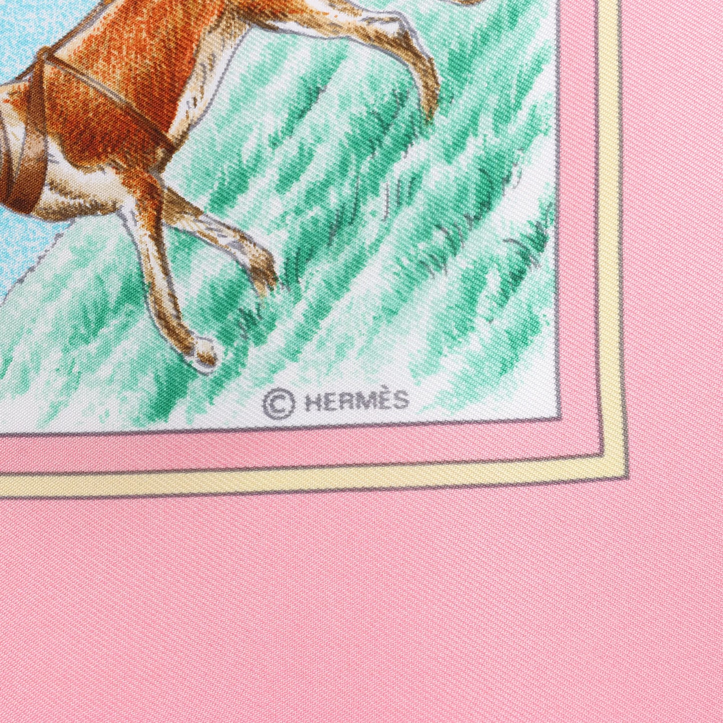 Hermès Carré 90 „Auteuil en Mai“ Seidentaschentuch in Rosa