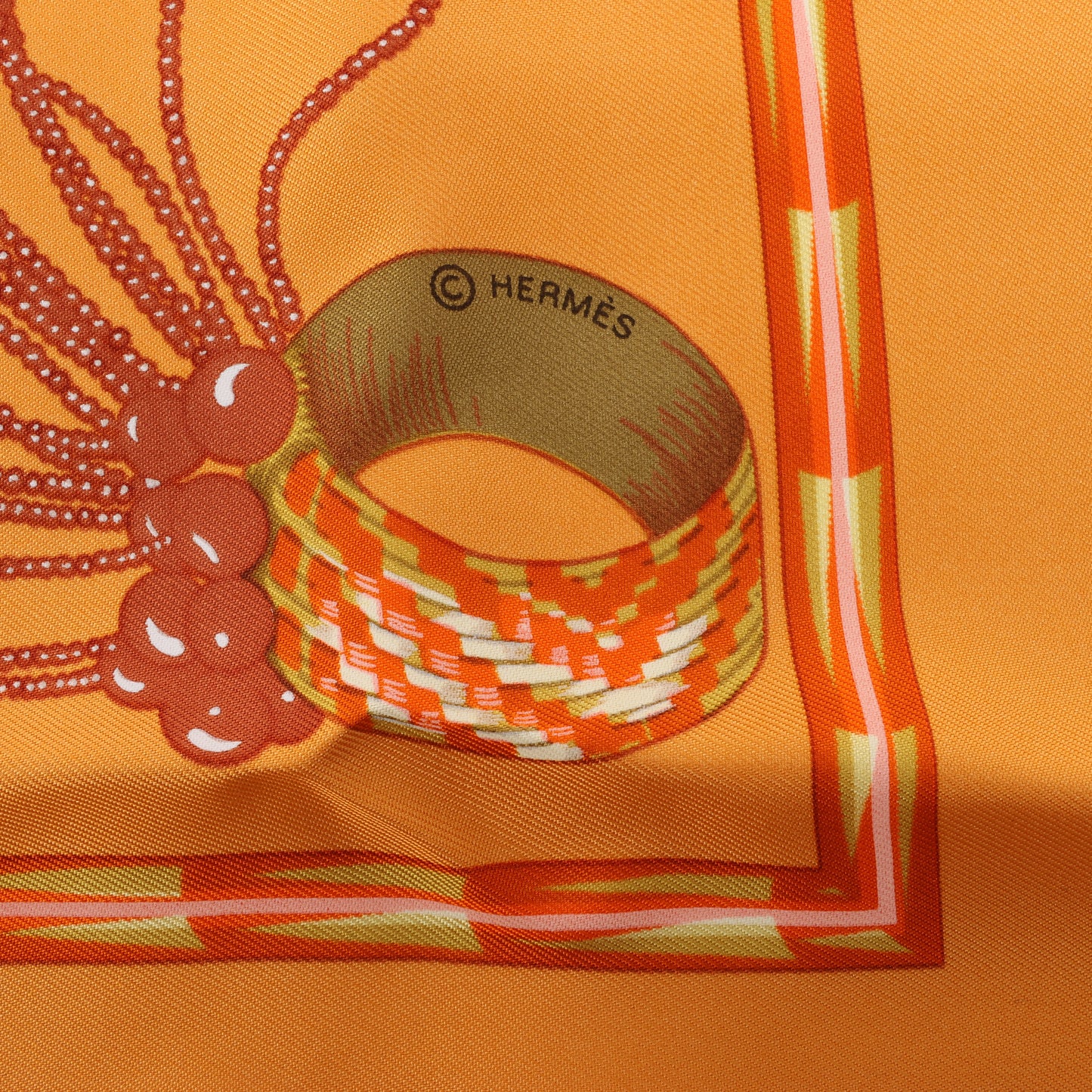 Hermès Carré 90 "BRAZIL" 100% Silk Scarf in Orange