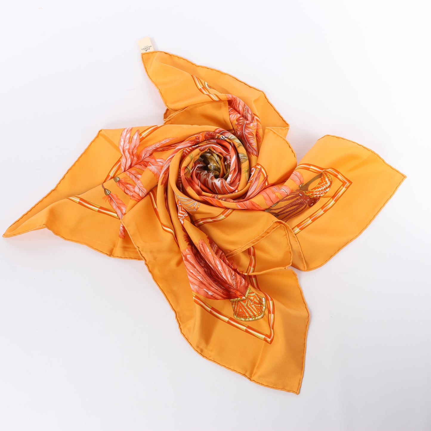 Hermès Carré 90 "BRAZIL" 100% Silk Scarf in Orange
