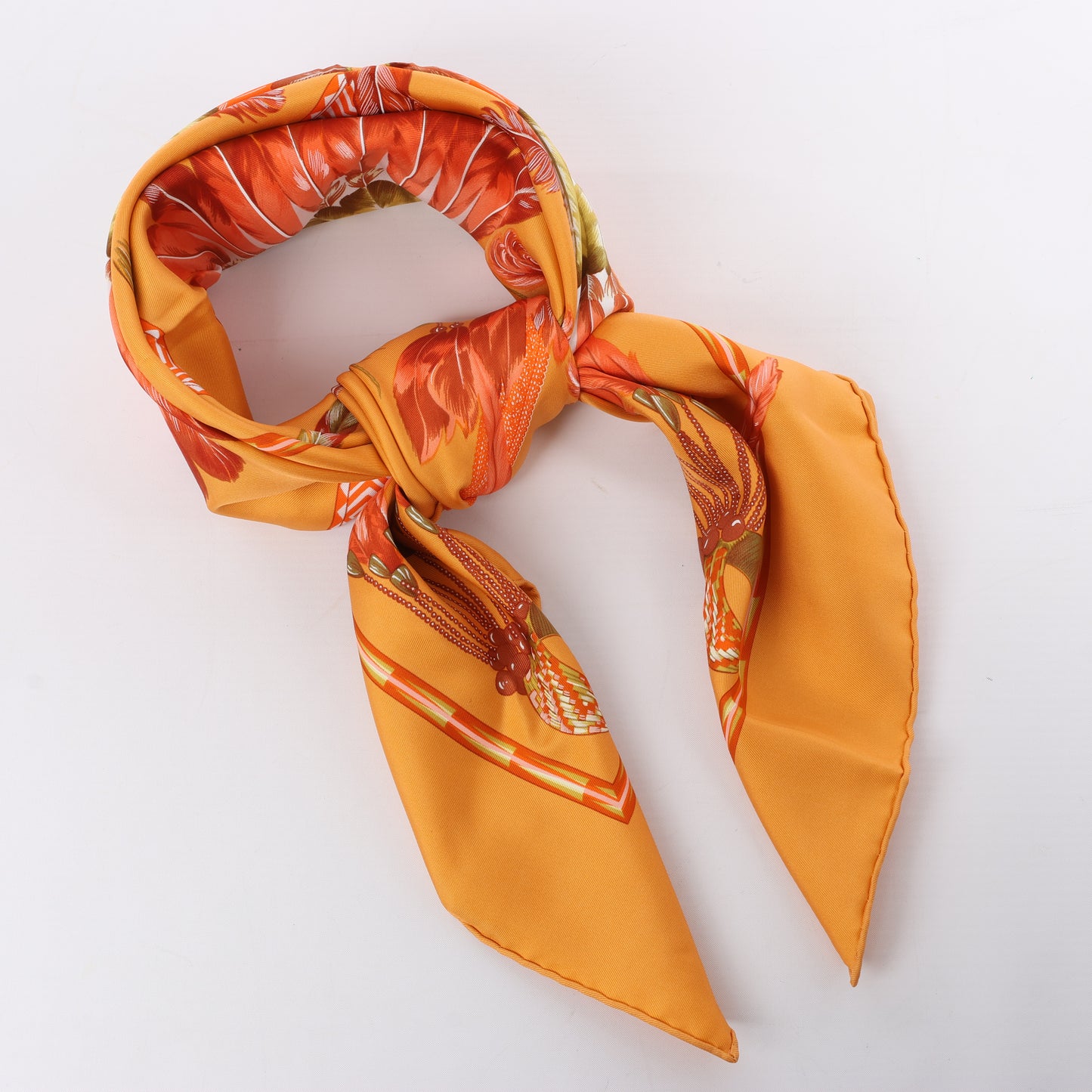 Hermès Carré 90 "BRAZIL" 100% Silk Scarf in Orange