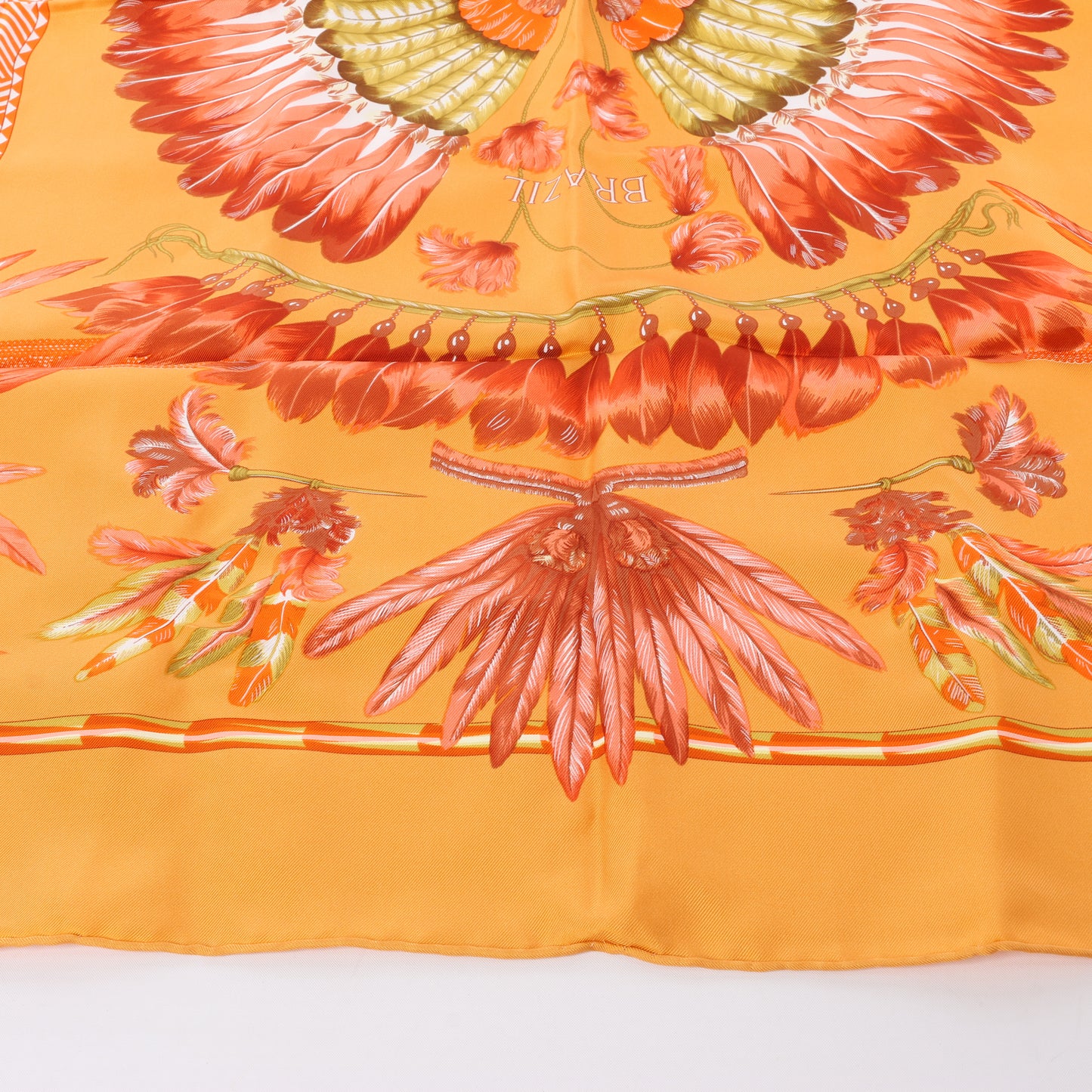 Hermès Carré 90 "BRAZIL" 100% Silk Scarf in Orange
