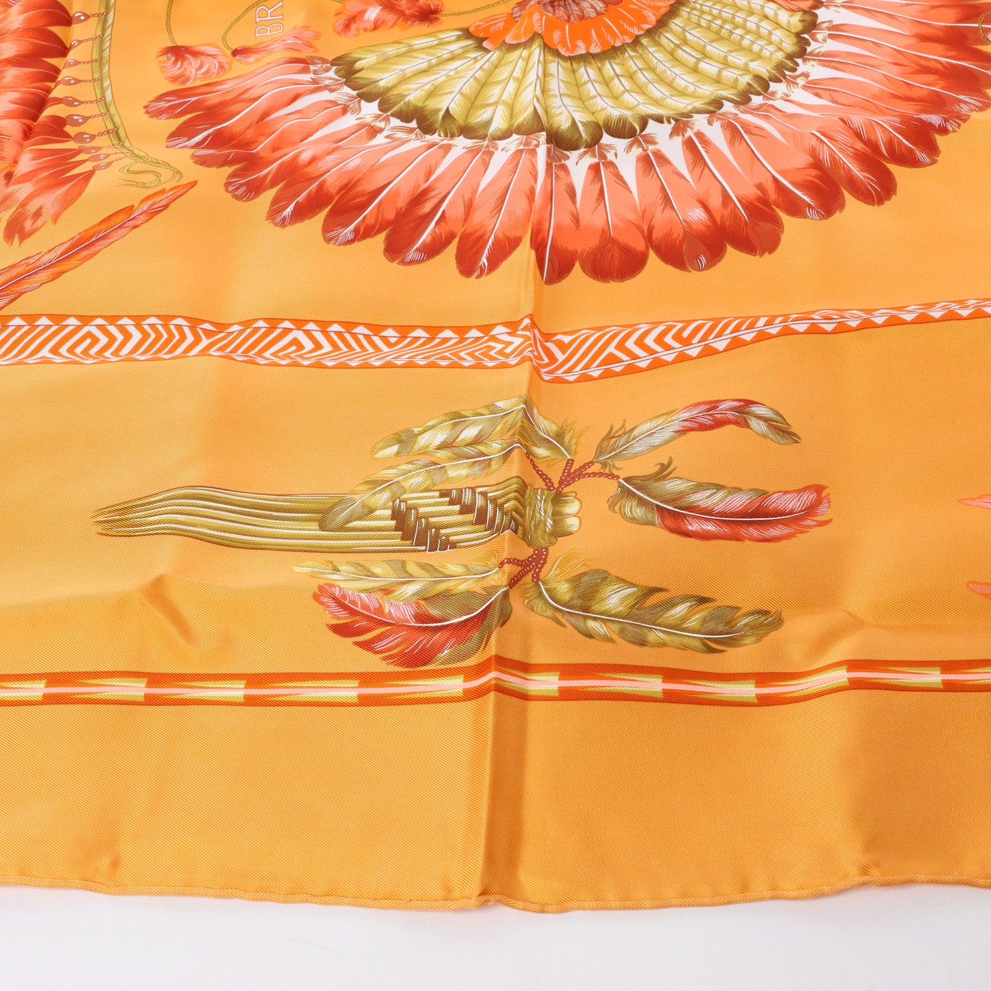 Hermès Carré 90 "BRAZIL" 100% Silk Scarf in Orange
