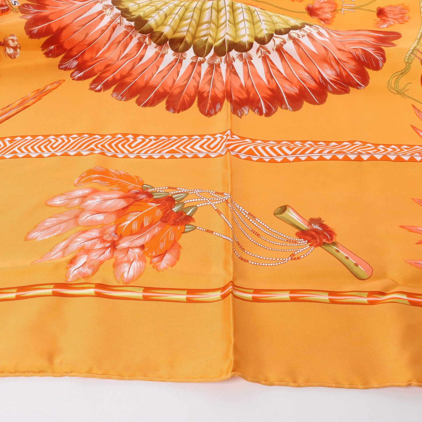 Hermès Carré 90 "BRAZIL" 100% Silk Scarf in Orange