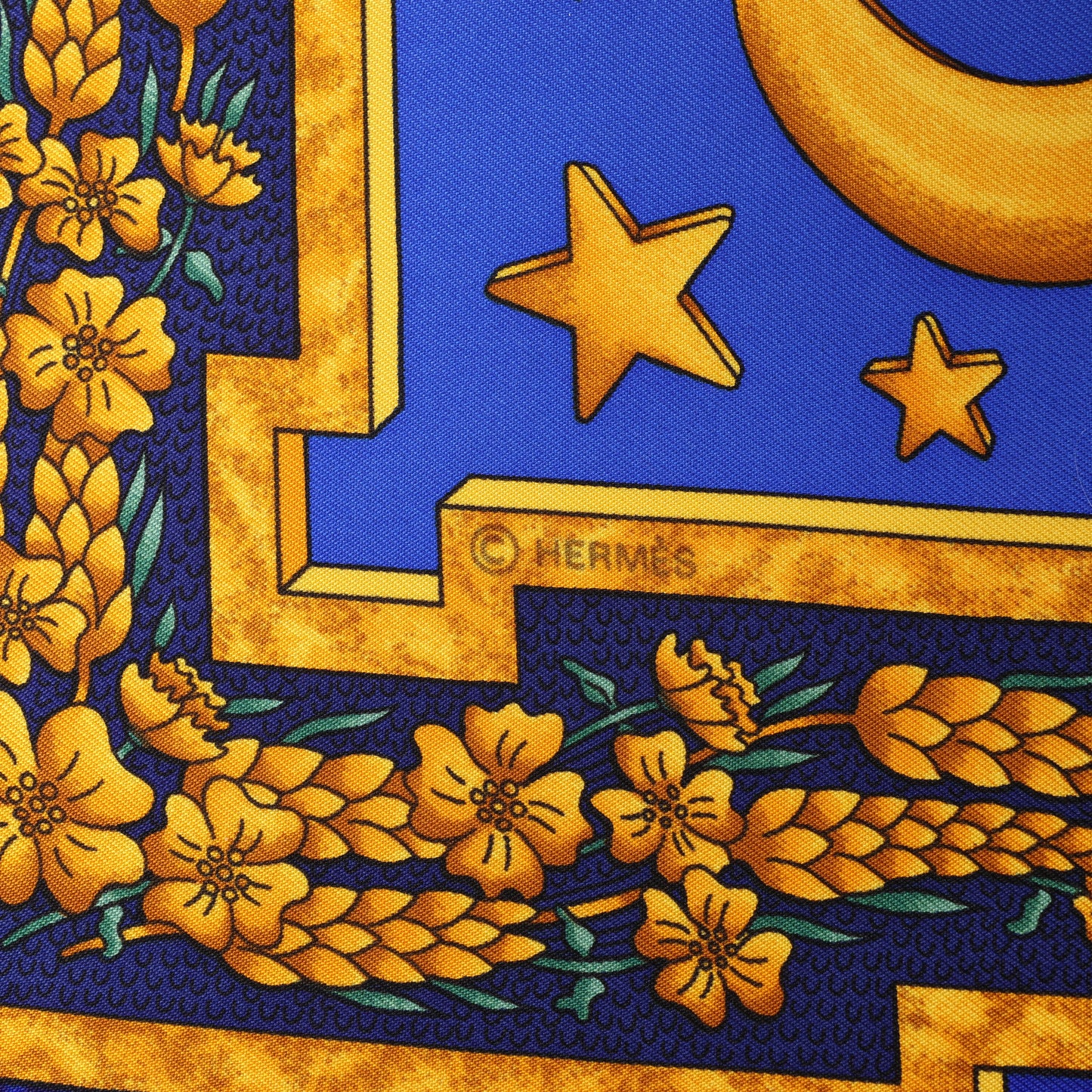 Hermès Carré 90 "CARPE DIEM" 100% Silk Scarf in Blue