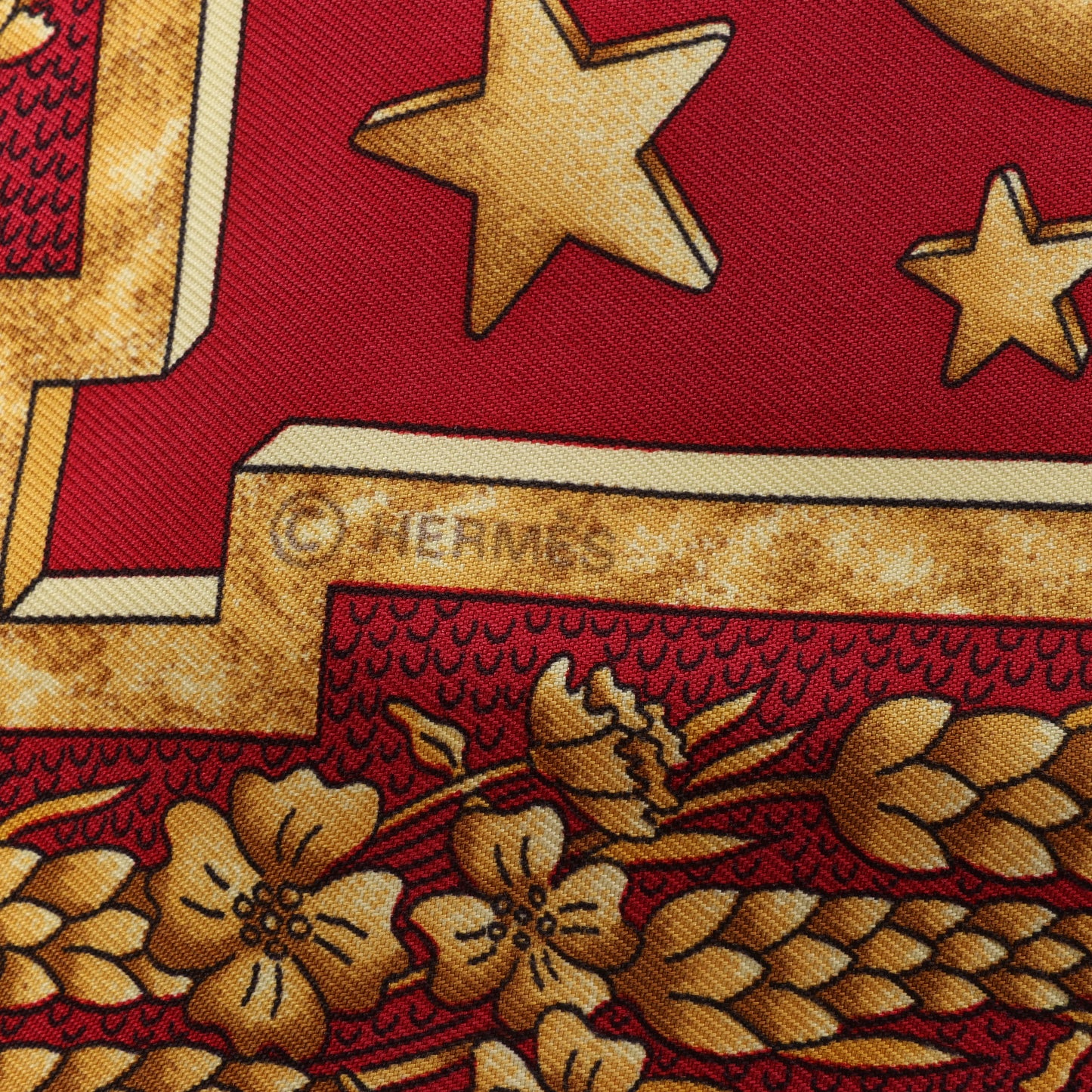 Carré Hermès Carré 90 "CARPE DIEM" 100 % soie rouge