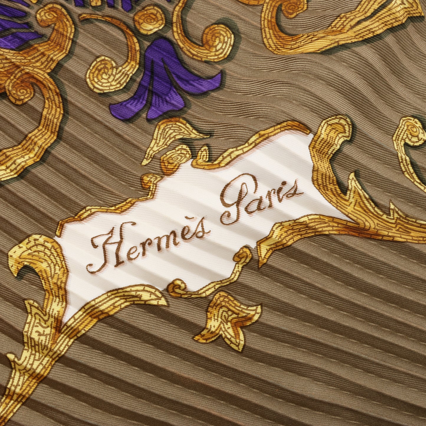 Hermès Carré 90 "Cheval Turc" 100% Silk Scarf in Khaki