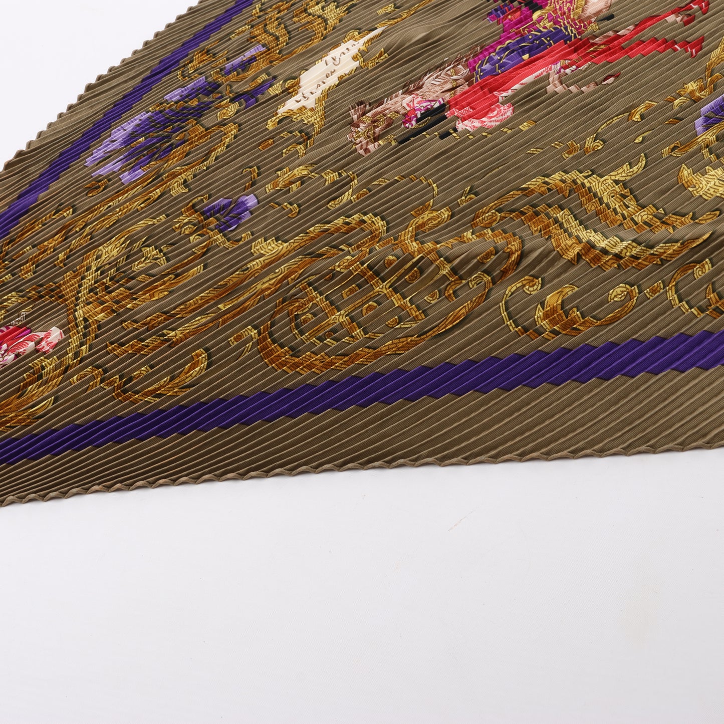 Hermès Carré 90 "Cheval Turc" 100% Silk Scarf in Khaki