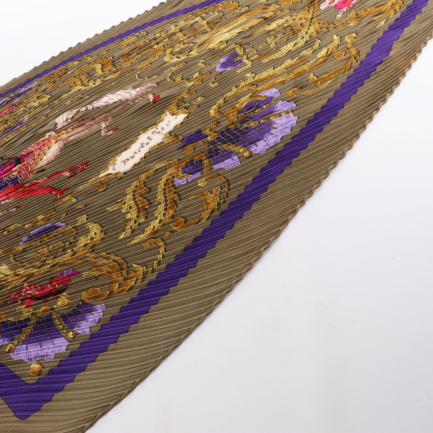 Hermès Carré 90 "Cheval Turc" 100% Silk Scarf in Khaki