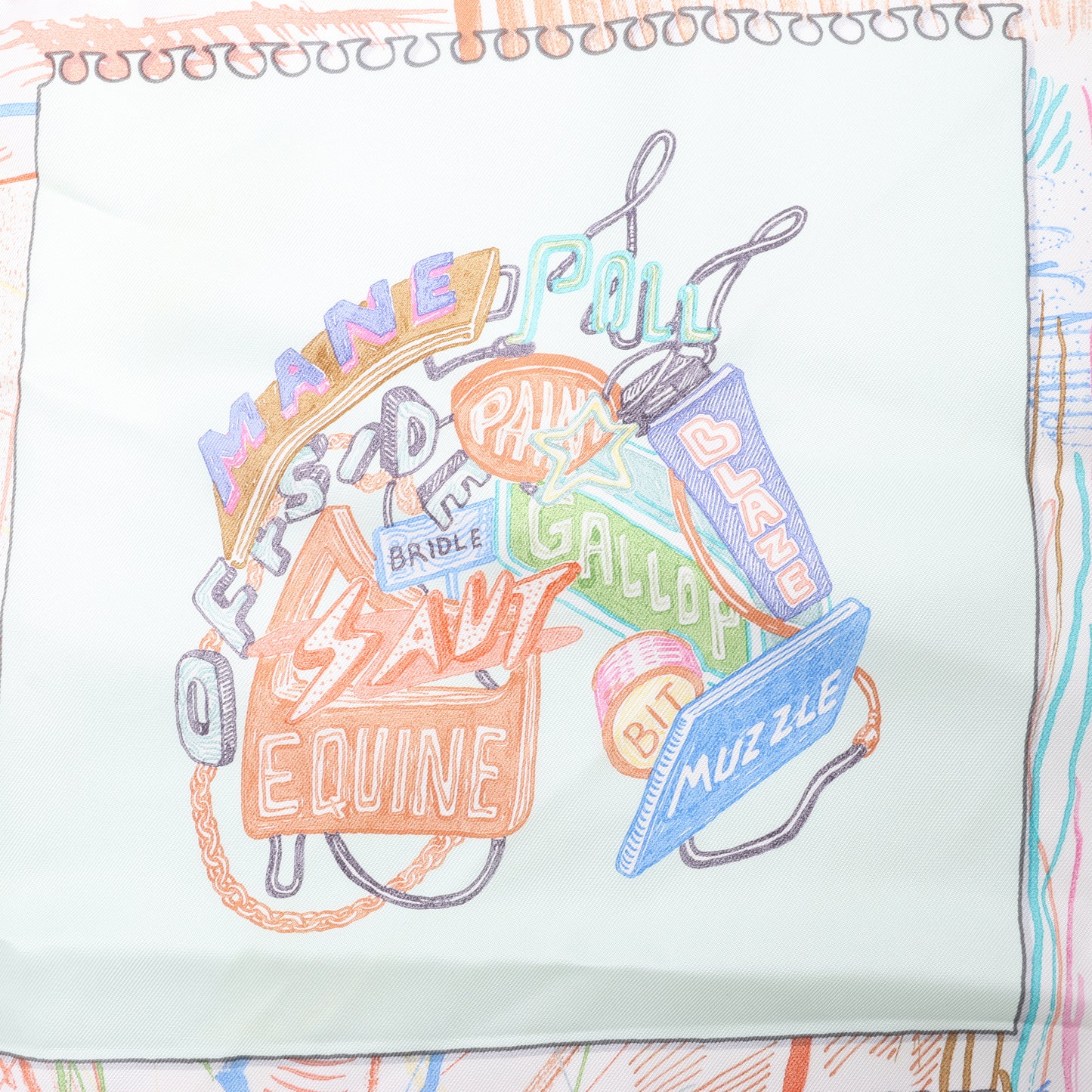 Hermès Carré 90 "Chevaloscope Neon" Seidentaschentuch in Grün